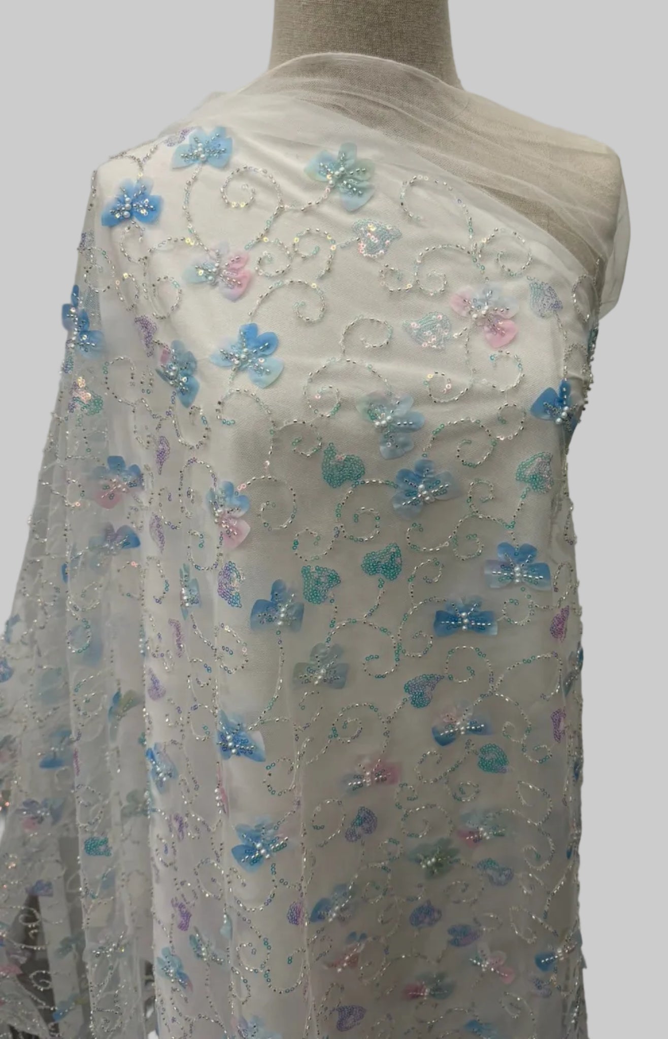 ML163 MULTICOLOR 3D Butterly Embroidered and Beaded Lace
