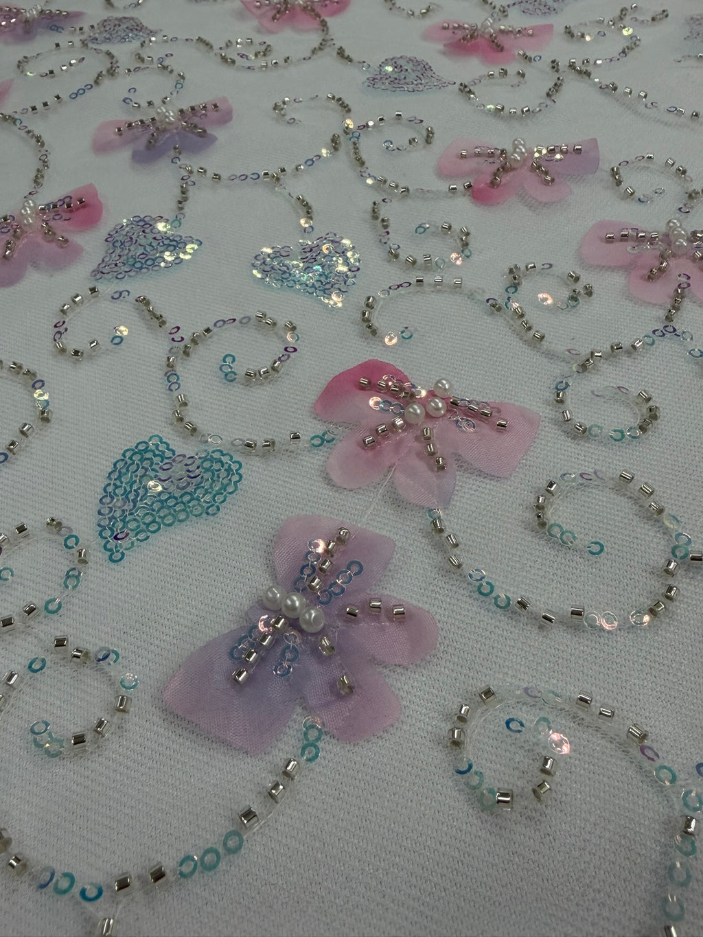 ML163 MULTICOLOR 3D Butterly Embroidered and Beaded Lace