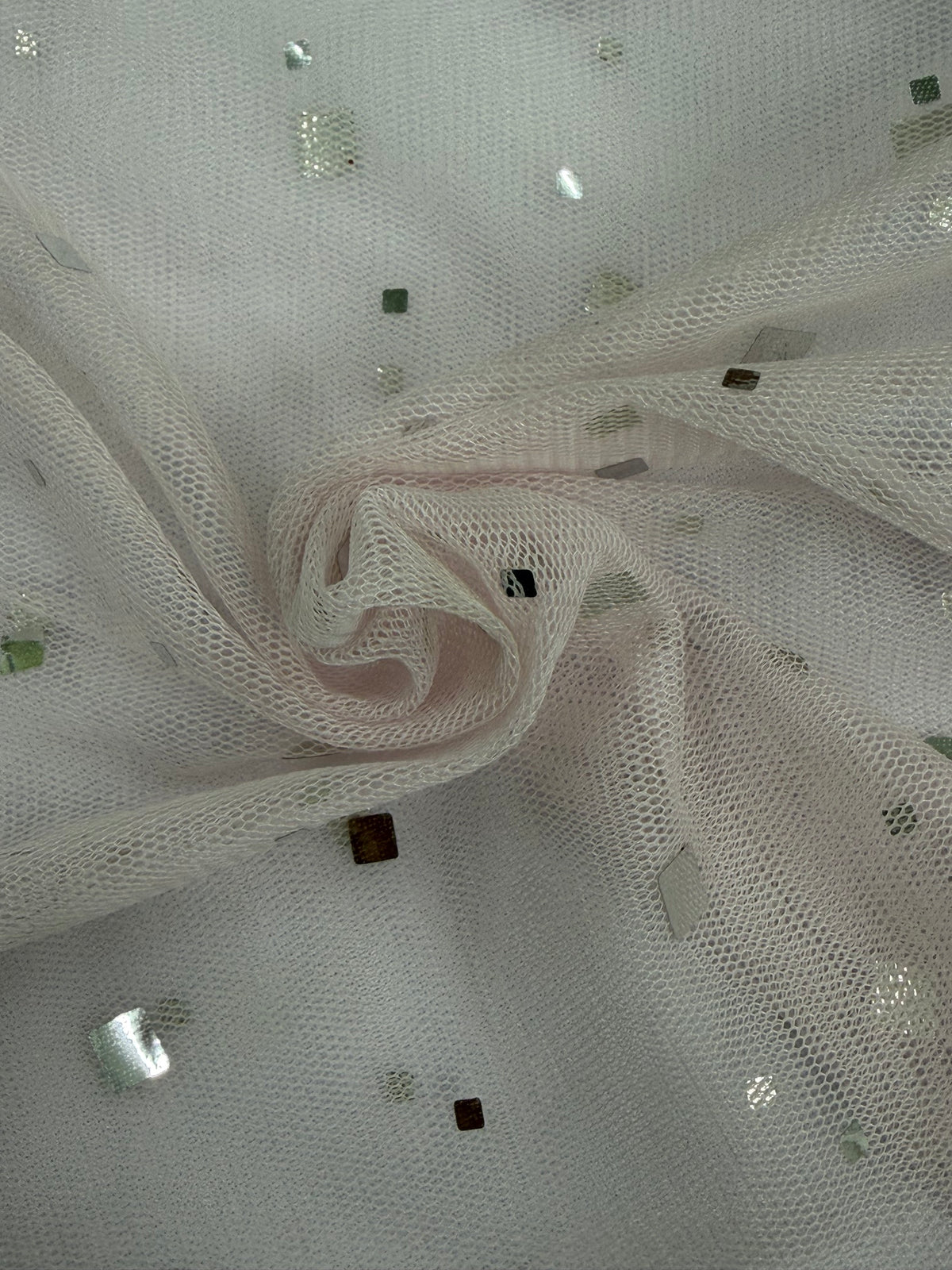 ML188 - Dot Fabric by Yard – 60" Wide Hologram Dot Lace for Dancewear, Gowns, Tablecloth, Party Decor