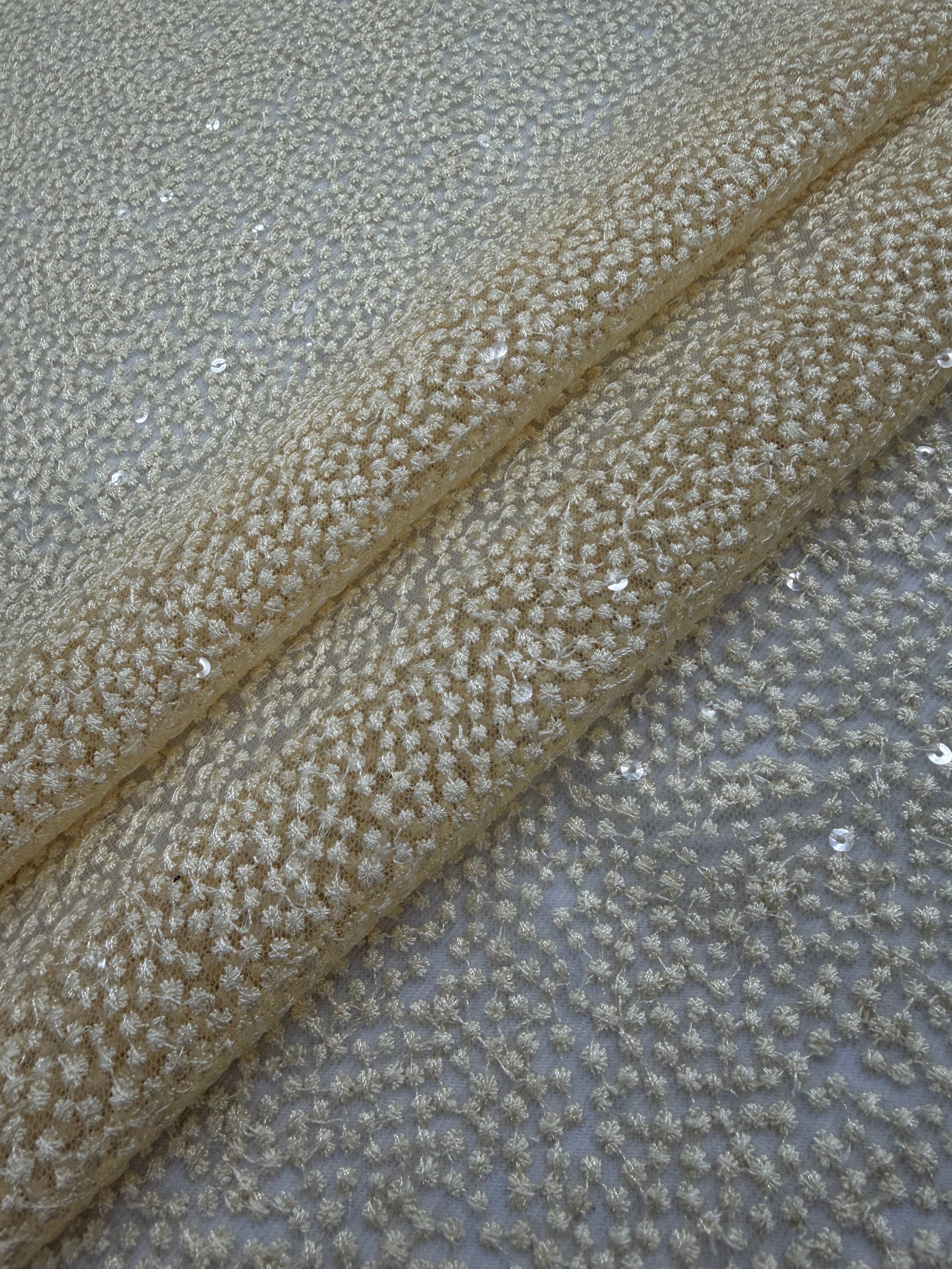 ML164 Allover Dot Sparkle Embroidered - Mesh Sequin Lace Fabric –