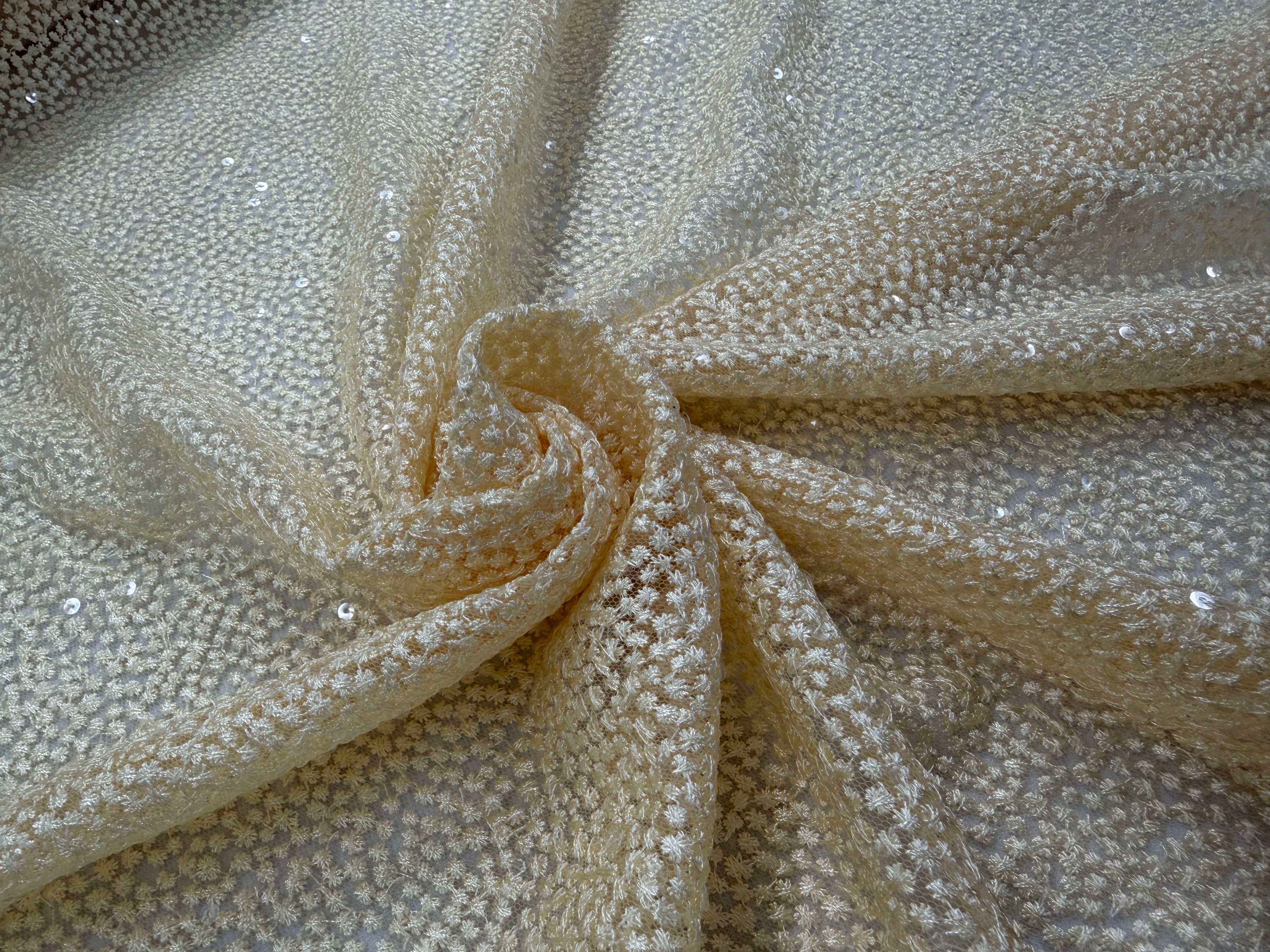 ML164 Allover Dot Sparkle Embroidered - Mesh Sequin Lace Fabric –