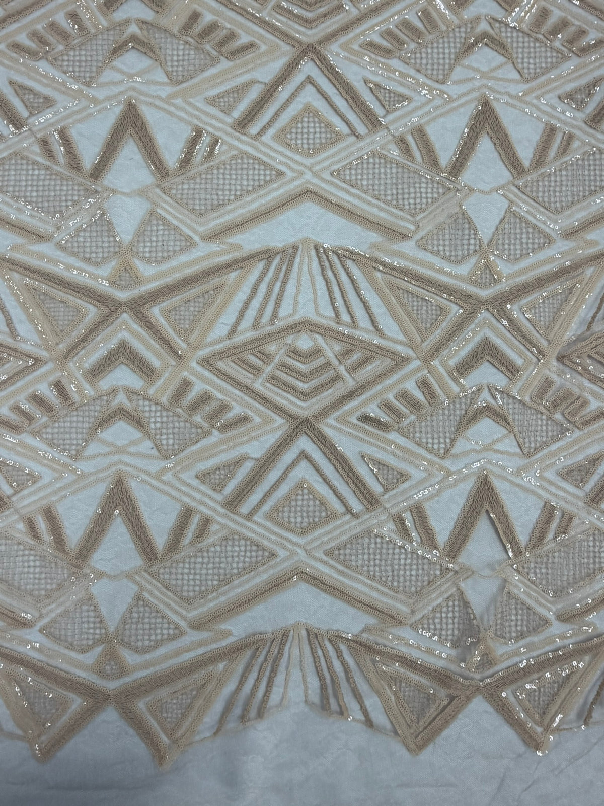 ML185 - Lace Fabric by Yard – 52" Wide Sequined Geometric Mesh for Dancing Gowns, Tablecloth, Party Decor