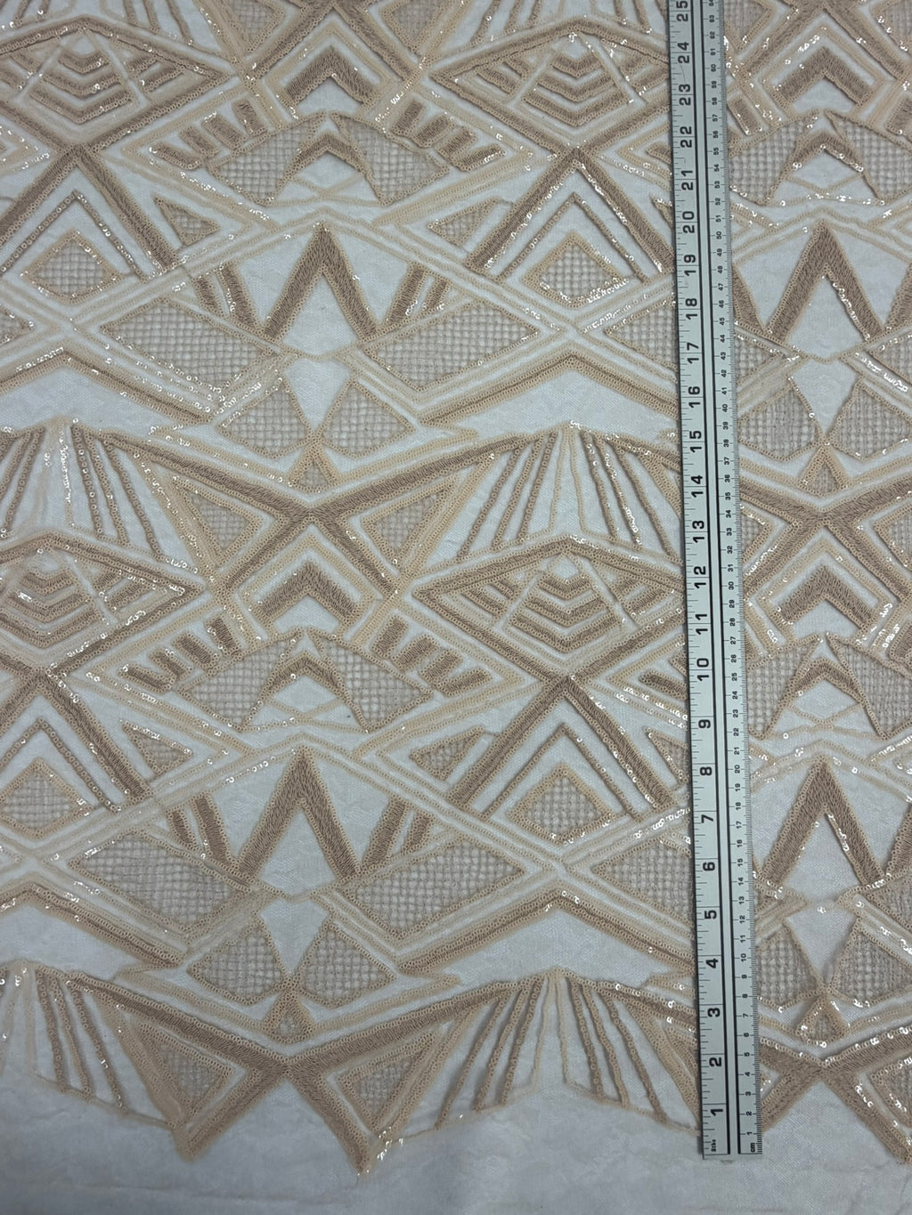 ML185 - Lace Fabric by Yard – 52" Wide Sequined Geometric Mesh for Dancing Gowns, Tablecloth, Party Decor
