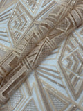 ML185 - Lace Fabric by Yard – 52" Wide Sequined Geometric Mesh for Dancing Gowns, Tablecloth, Party Decor