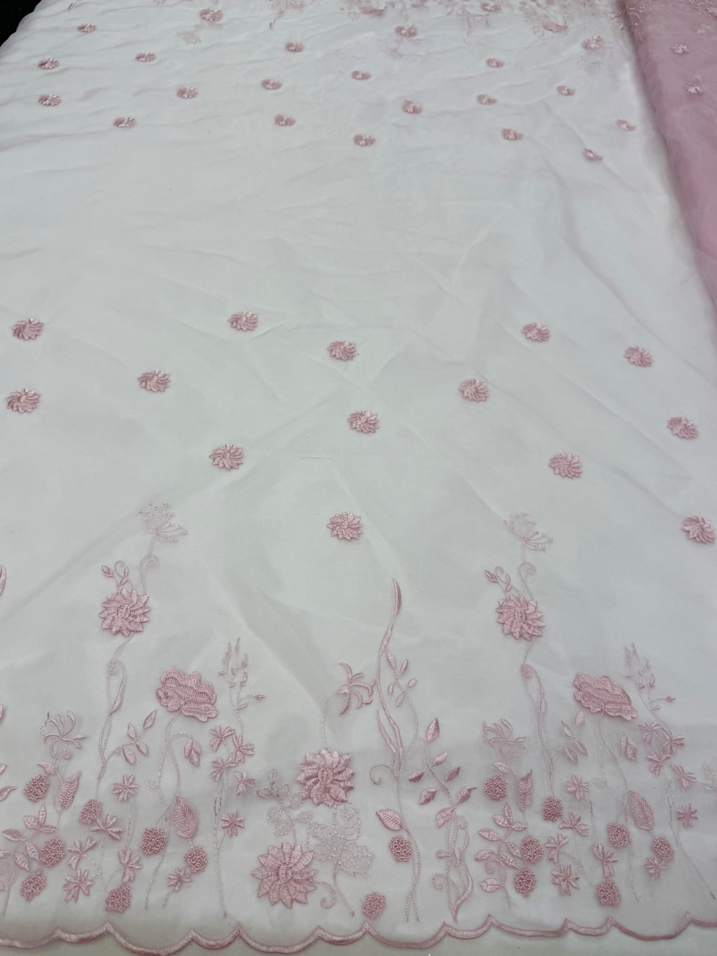 ML207 - Organza Fabric by Yard – 52" Sheer Embroidered for Gowns, Tablecloth, Party Decor