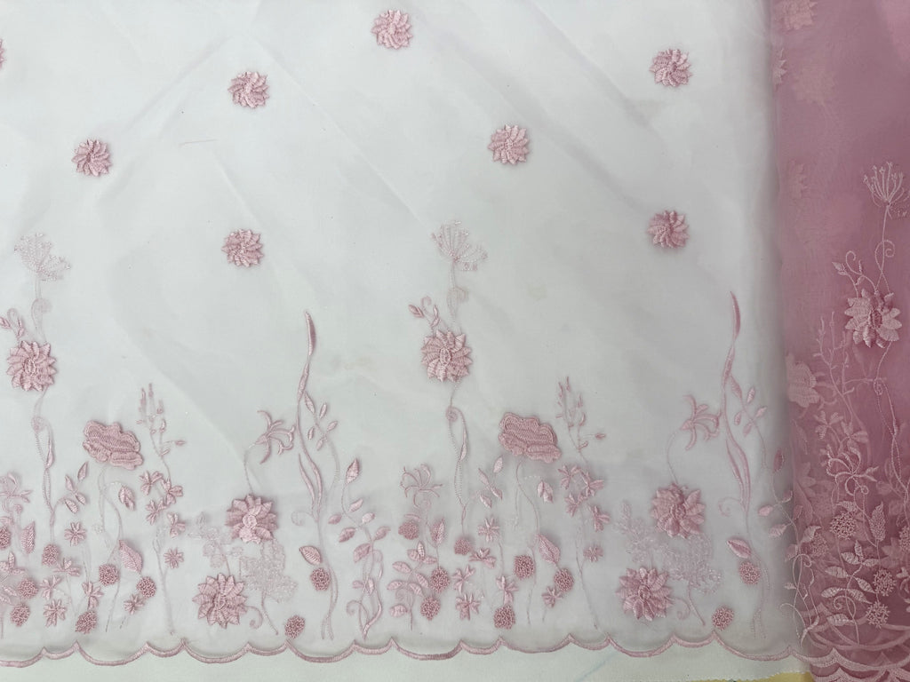 ML207 - Organza Fabric by Yard – 52" Sheer Embroidered for Gowns, Tablecloth, Party Decor