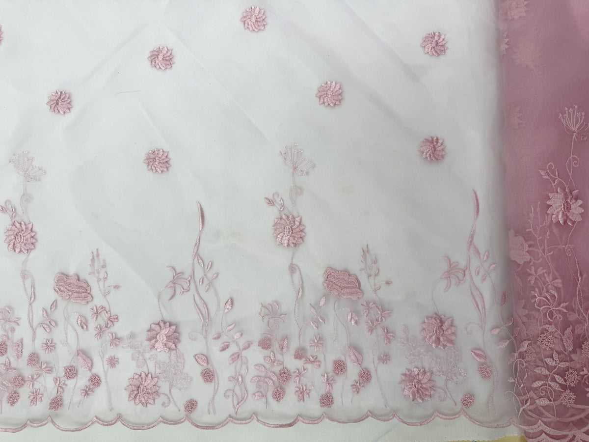 ML207 - Organza Fabric by Yard – 52" Sheer Embroidered for Gowns, Tablecloth, Party Decor
