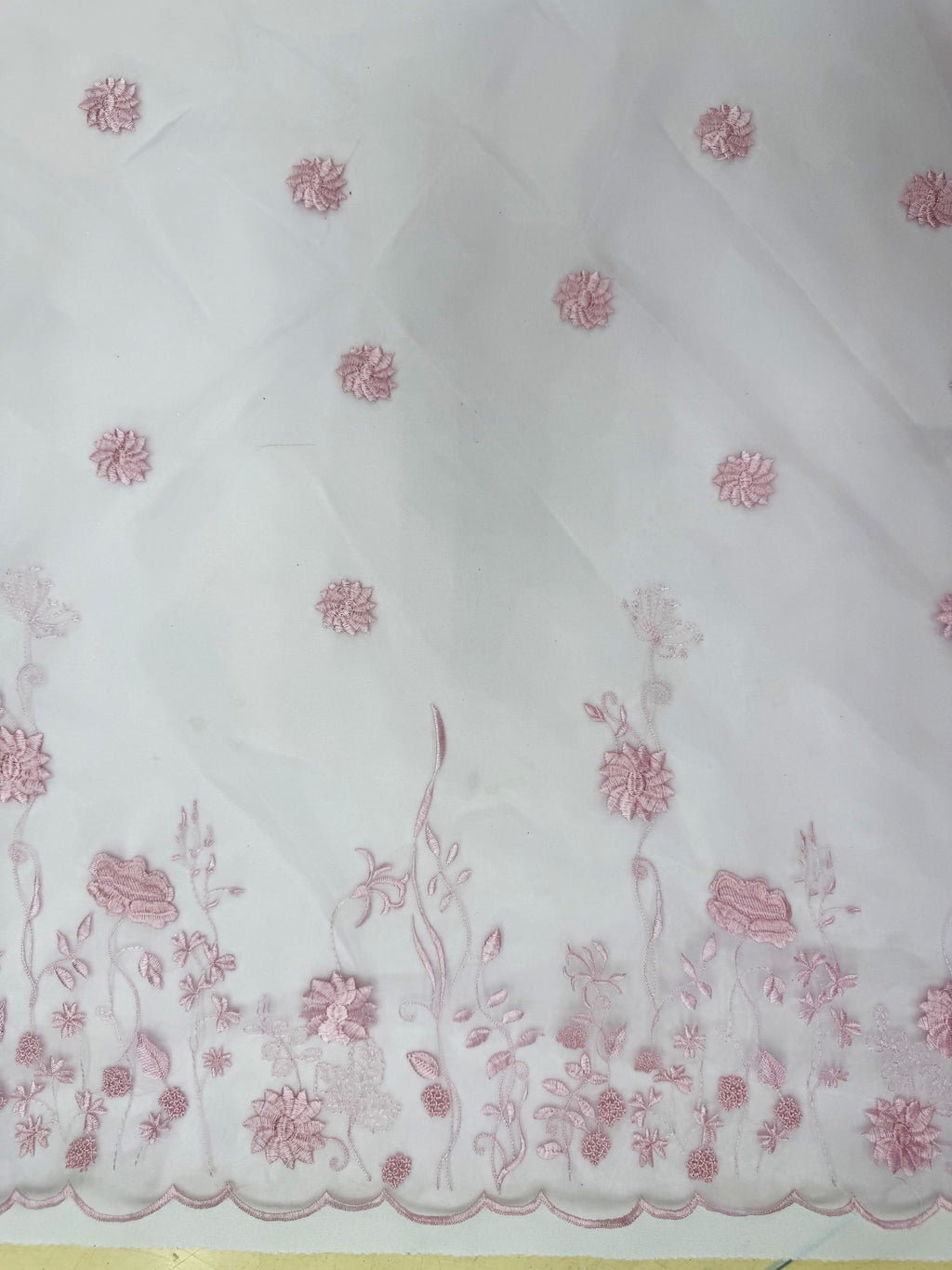 ML207 - Organza Fabric by Yard – 52" Sheer Embroidered for Gowns, Tablecloth, Party Decor