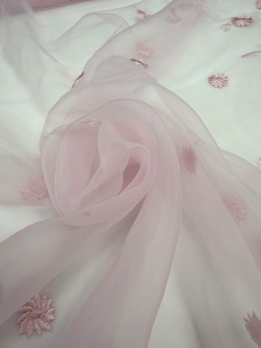ML207 - Organza Fabric by Yard – 52" Sheer Embroidered for Gowns, Tablecloth, Party Decor