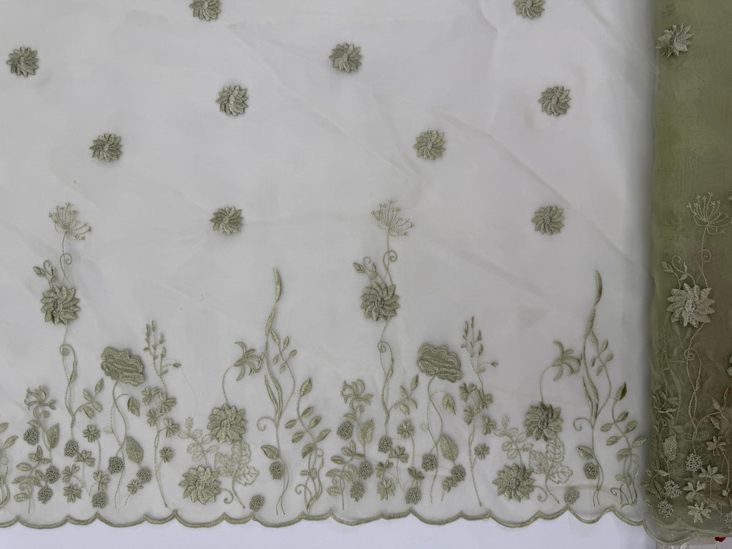 ML207 - Organza Fabric by Yard – 52" Sheer Embroidered for Gowns, Tablecloth, Party Decor