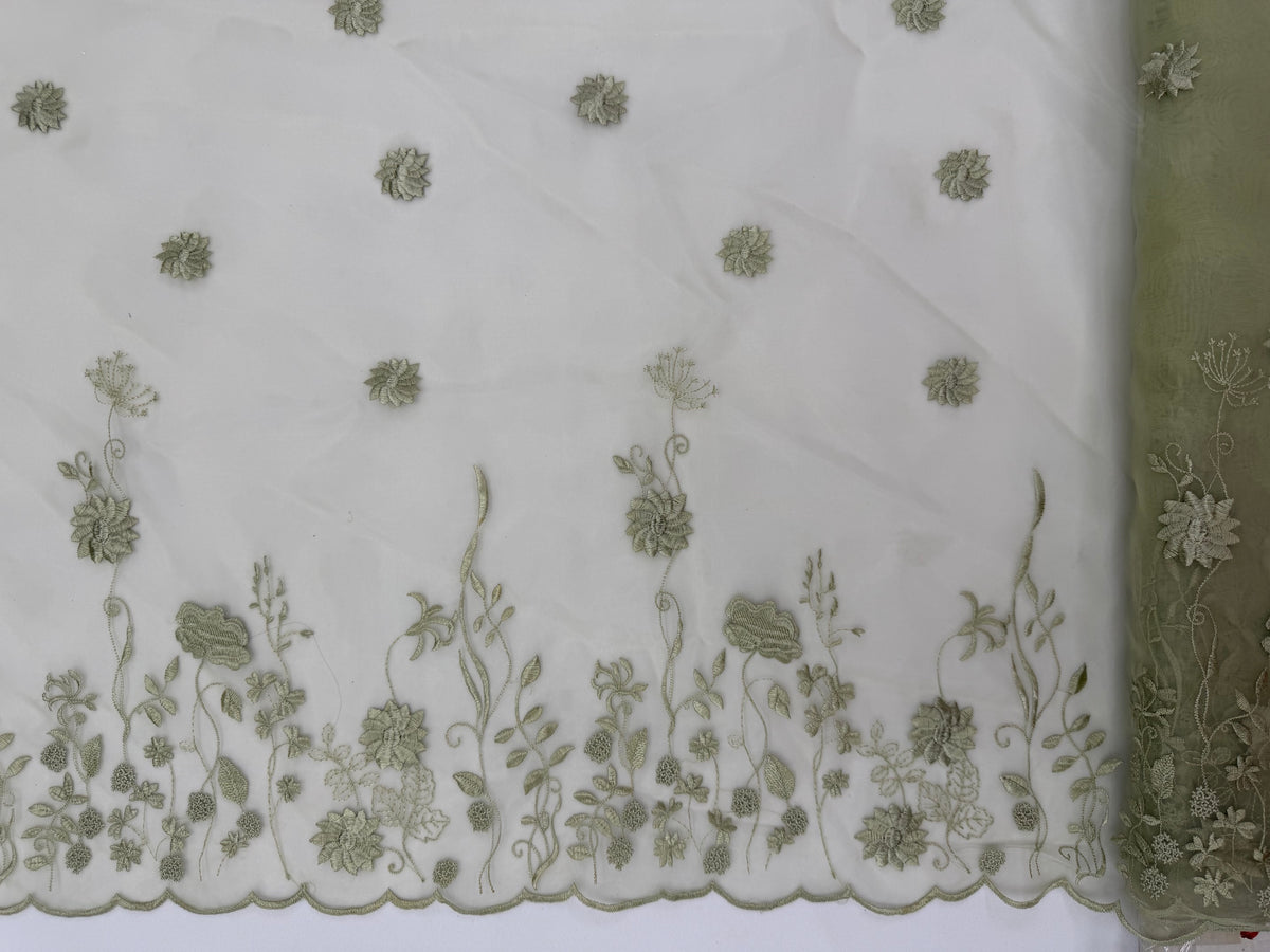 ML207 - Organza Fabric by Yard – 52" Sheer Embroidered for Gowns, Tablecloth, Party Decor