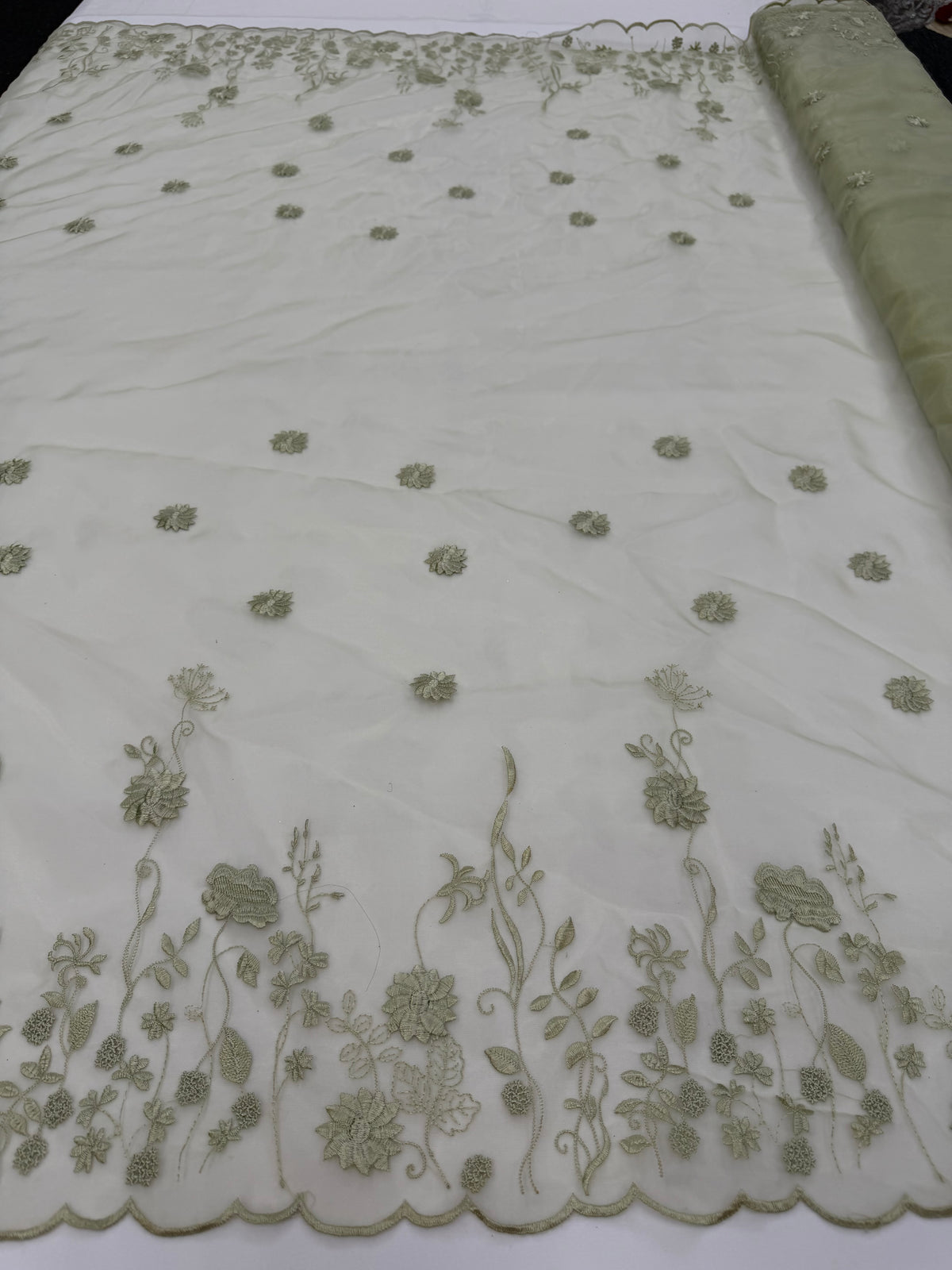 ML207 - Organza Fabric by Yard – 52" Sheer Embroidered for Gowns, Tablecloth, Party Decor