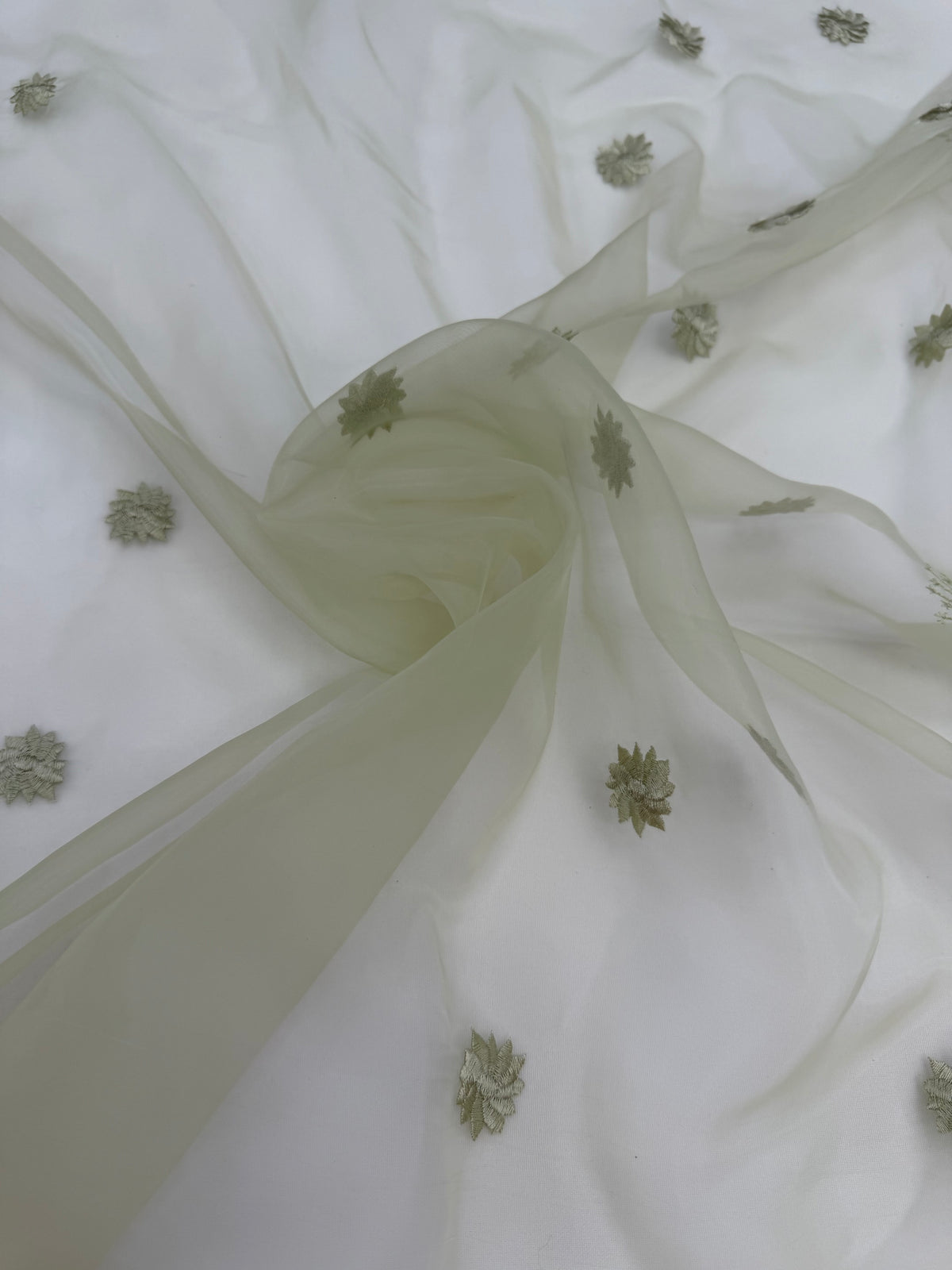 ML207 - Organza Fabric by Yard – 52" Sheer Embroidered for Gowns, Tablecloth, Party Decor