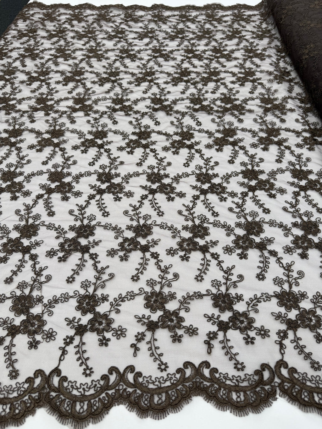 ML209 - Lace Fabric by Yard – 52" Corded Mesh for Gowns, Tablecloth, Party Decor