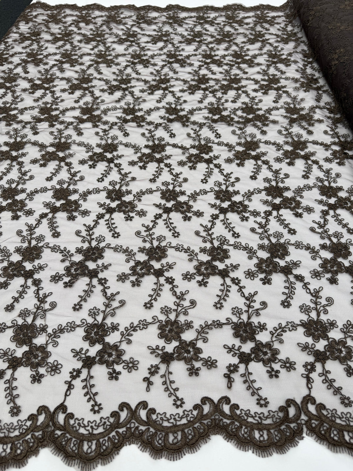 ML209 - Lace Fabric by Yard – 52" Corded Mesh for Gowns, Tablecloth, Party Decor