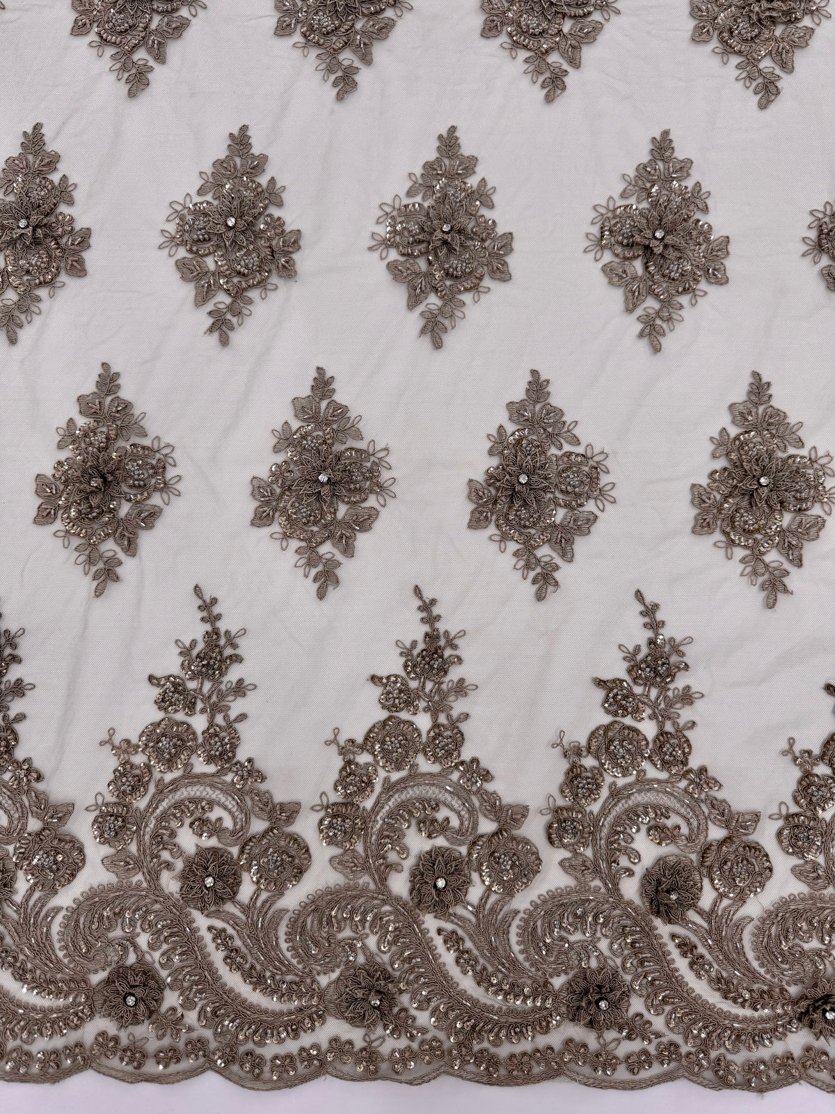 ML170 - 3D Lace Fabric by Yard – 52" Beaded Mesh for Gowns, Tablecloth, Party Decor