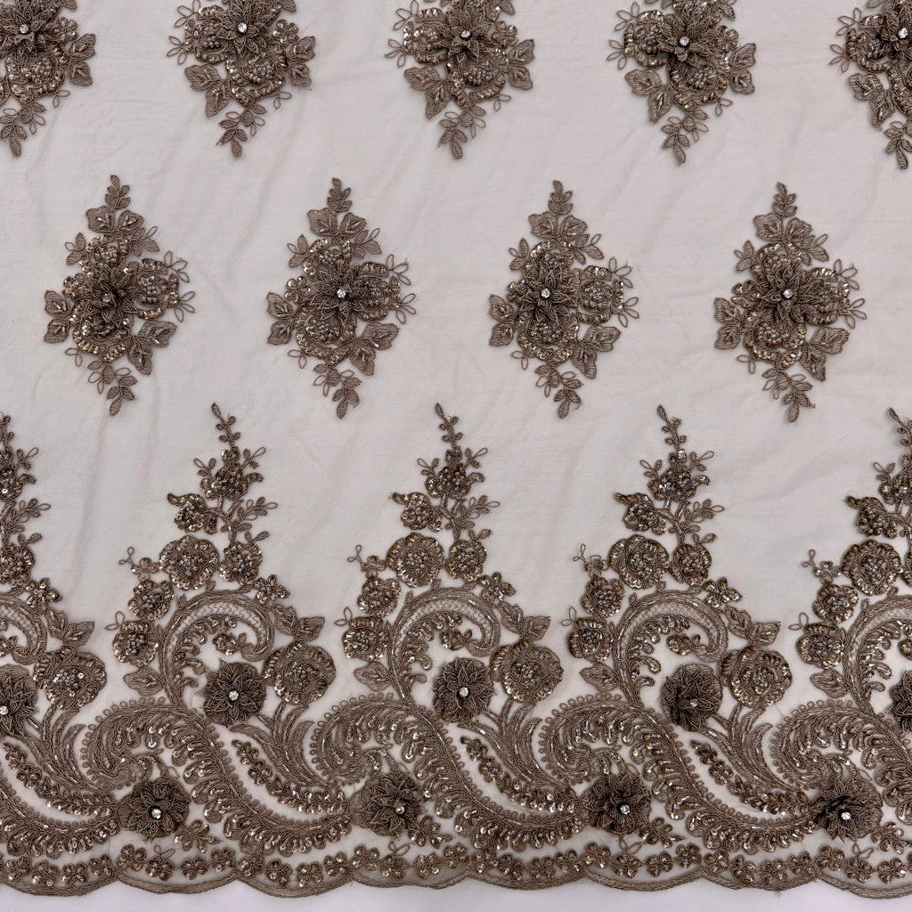 ML170 - 3D Lace Fabric by Yard – 52" Beaded Mesh for Gowns, Tablecloth, Party Decor