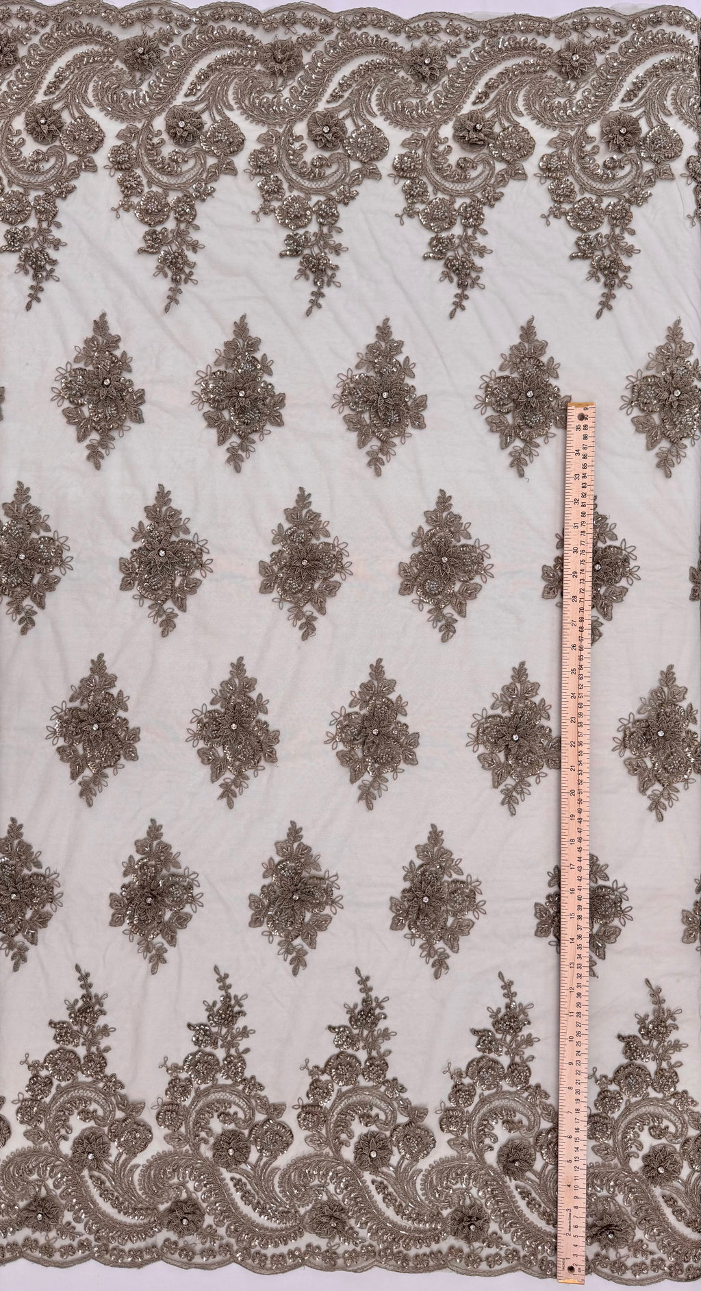 ML170 - 3D Lace Fabric by Yard – 52" Beaded Mesh for Gowns, Tablecloth, Party Decor