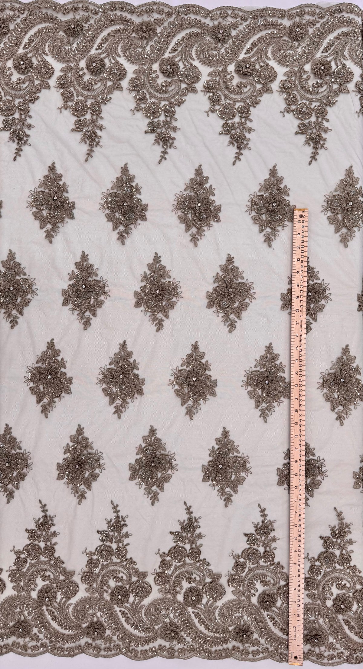 ML170 - 3D Lace Fabric by Yard – 52" Beaded Mesh for Gowns, Tablecloth, Party Decor