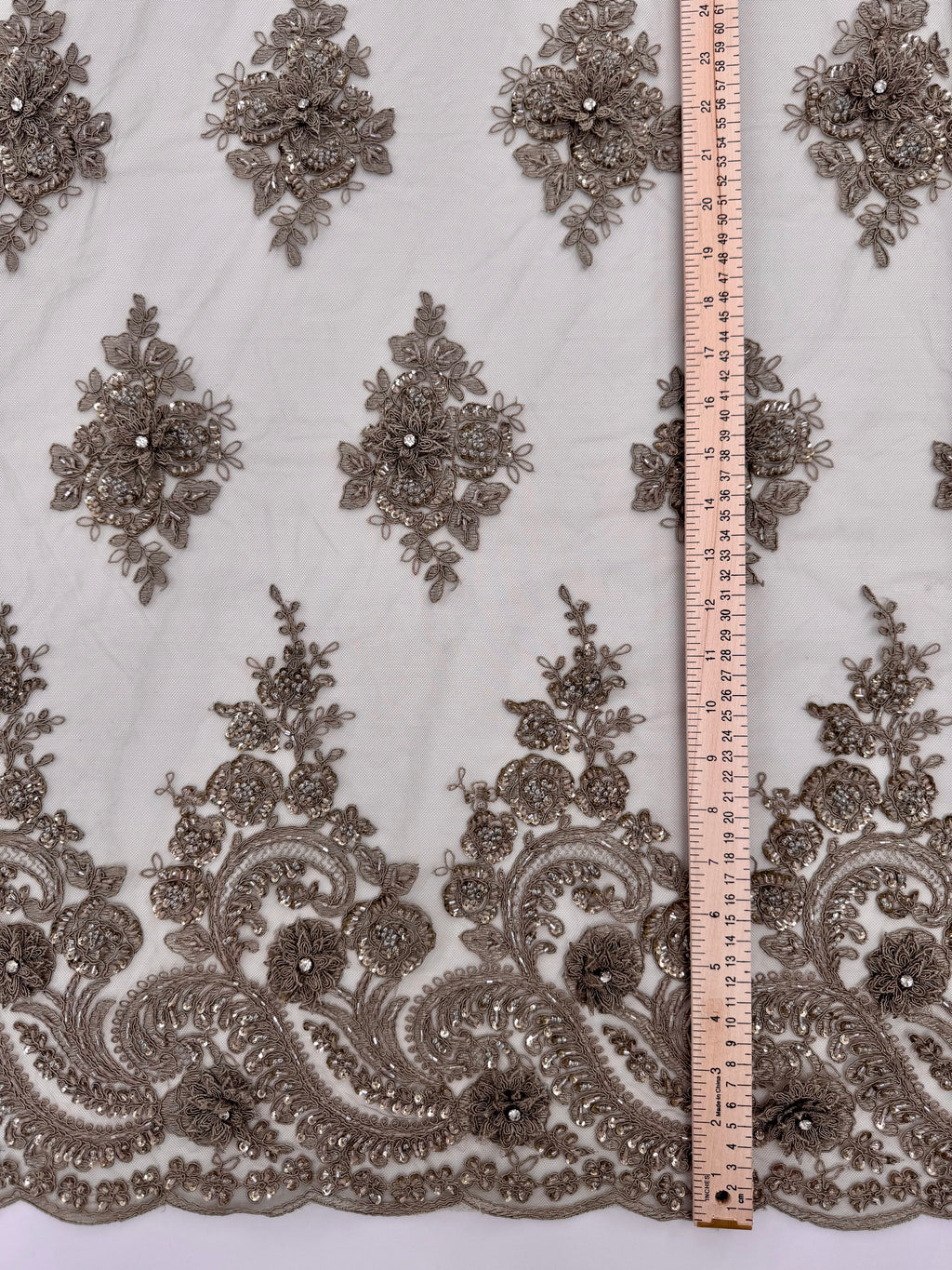 ML170 - 3D Lace Fabric by Yard – 52" Beaded Mesh for Gowns, Tablecloth, Party Decor
