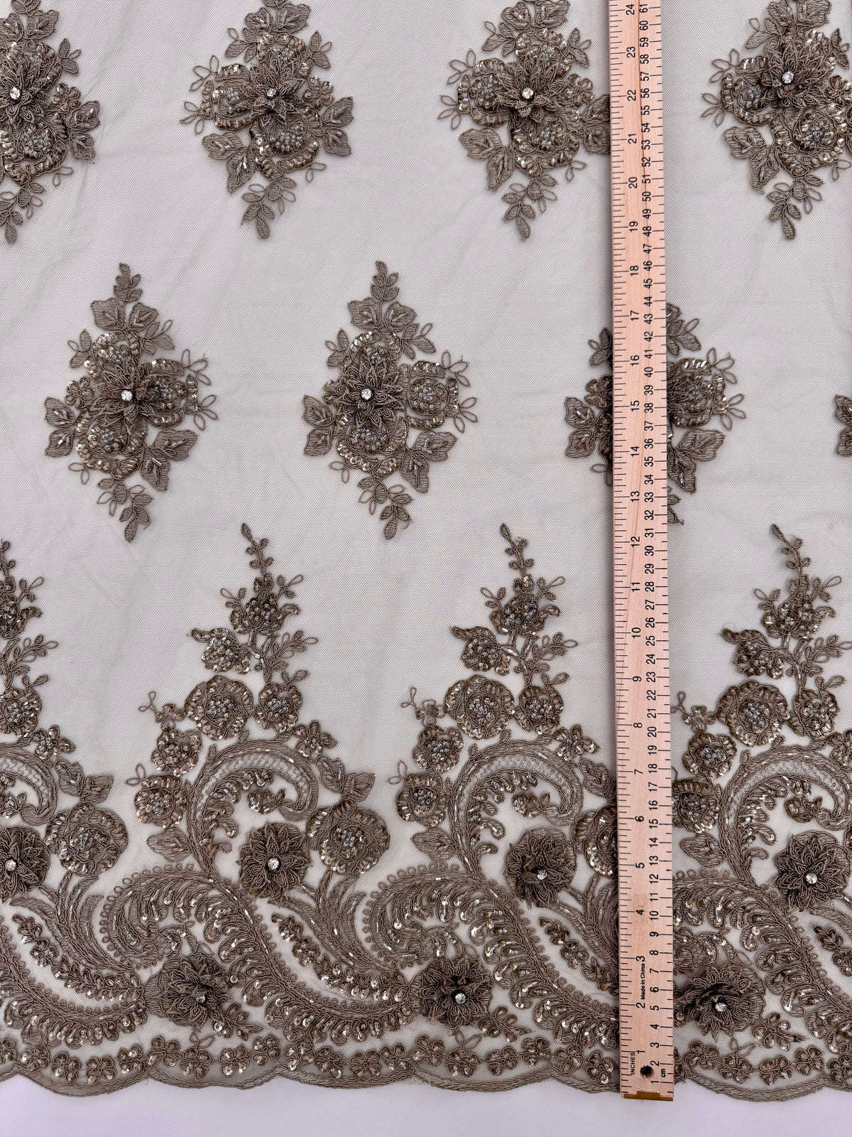 ML170 - 3D Lace Fabric by Yard – 52" Beaded Mesh for Gowns, Tablecloth, Party Decor