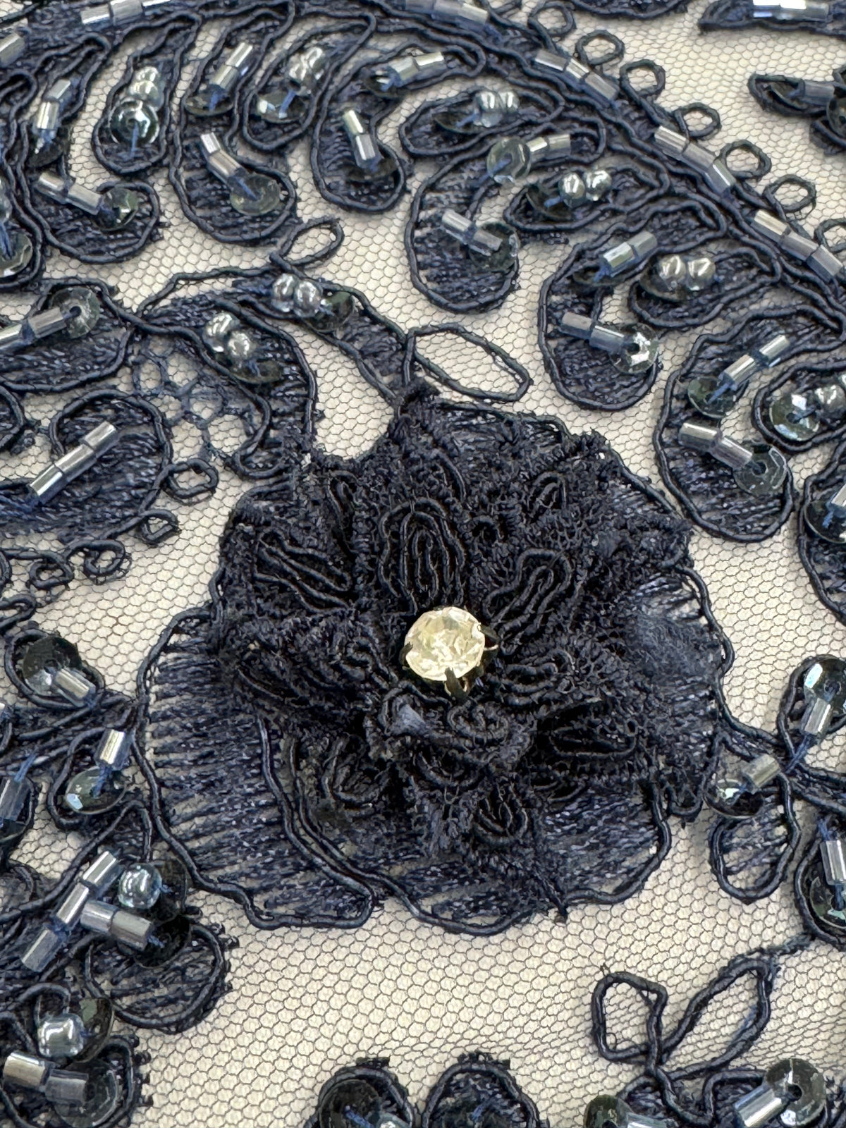 ML170 - 3D Lace Fabric by Yard – 52" Beaded Mesh for Gowns, Tablecloth, Party Decor