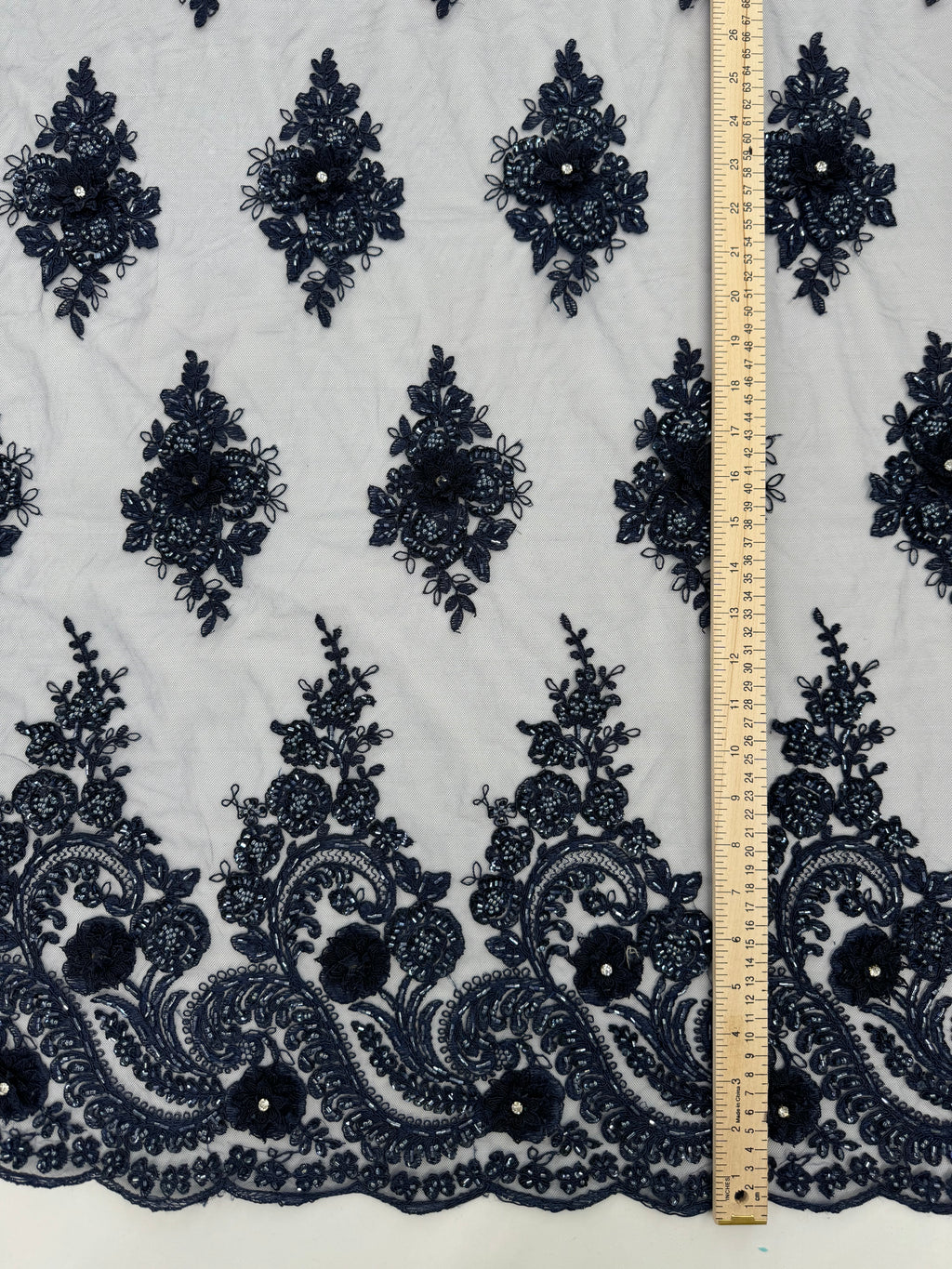 ML170 - 3D Lace Fabric by Yard – 52" Beaded Mesh for Gowns, Tablecloth, Party Decor