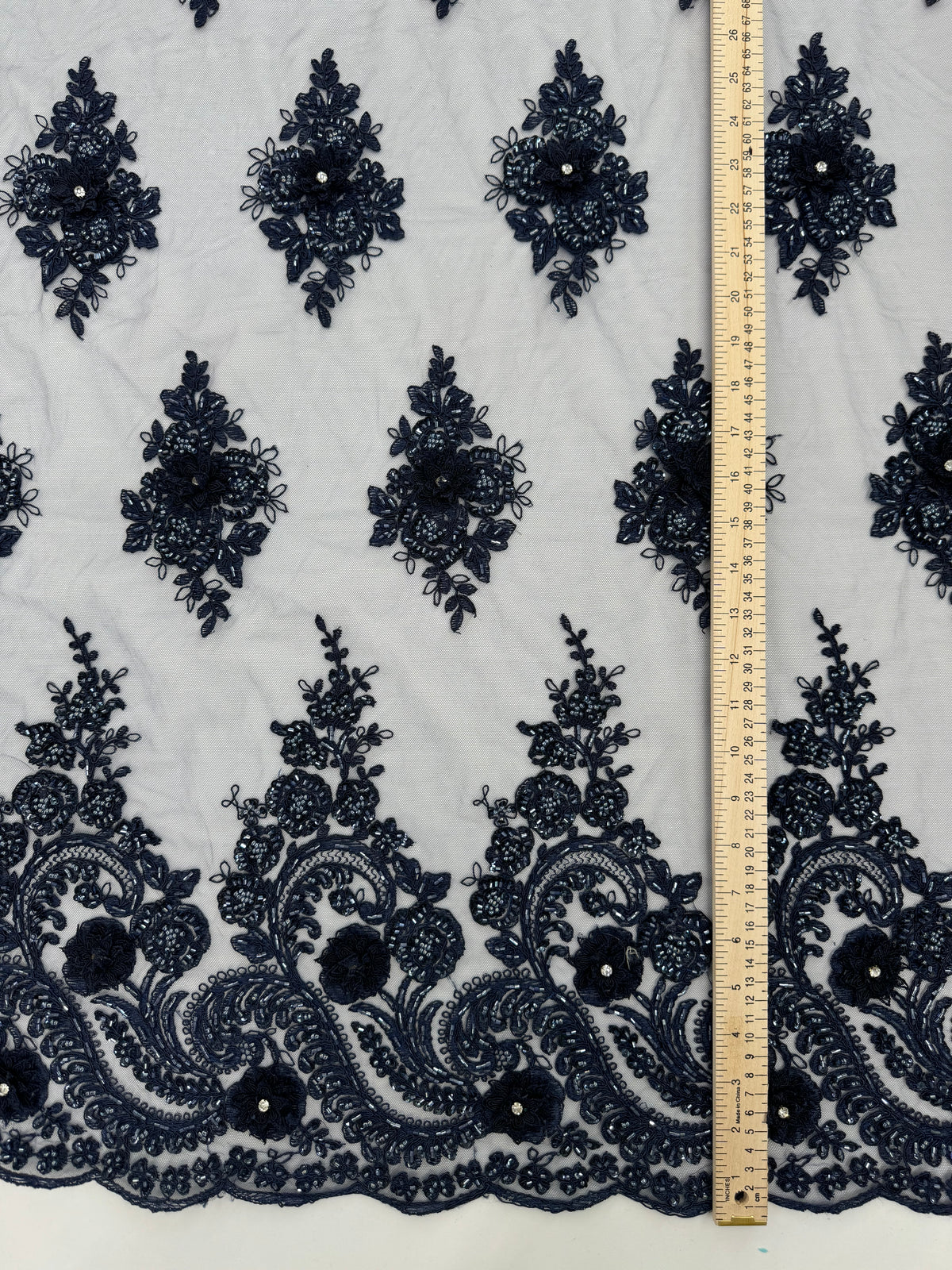 ML170 - 3D Lace Fabric by Yard – 52" Beaded Mesh for Gowns, Tablecloth, Party Decor