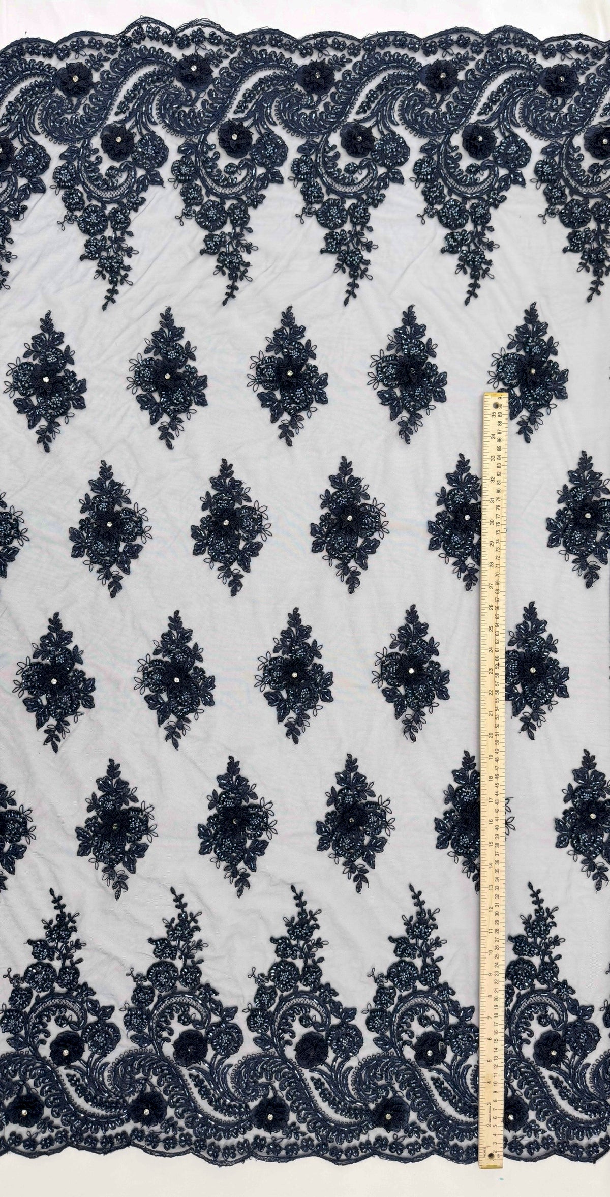 ML170 - 3D Lace Fabric by Yard – 52" Beaded Mesh for Gowns, Tablecloth, Party Decor