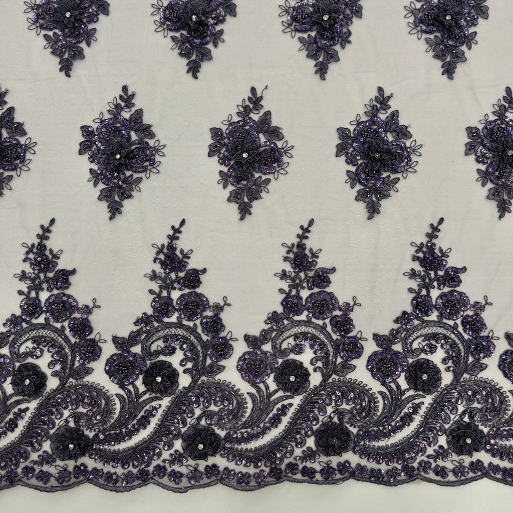 ML170 - 3D Lace Fabric by Yard – 52" Beaded Mesh for Gowns, Tablecloth, Party Decor