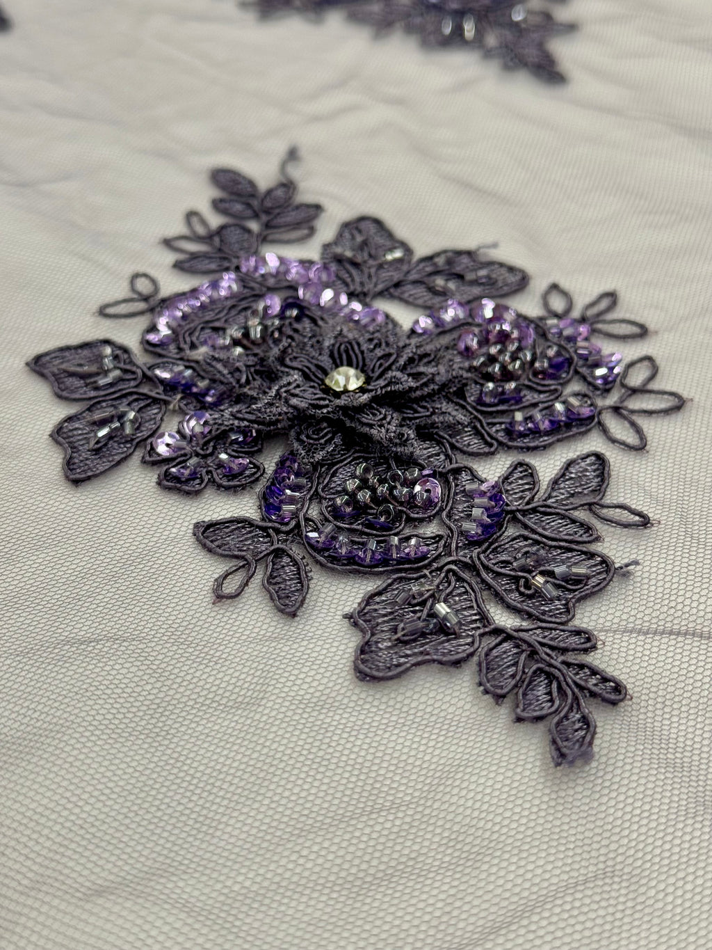ML170 - 3D Lace Fabric by Yard – 52" Beaded Mesh for Gowns, Tablecloth, Party Decor