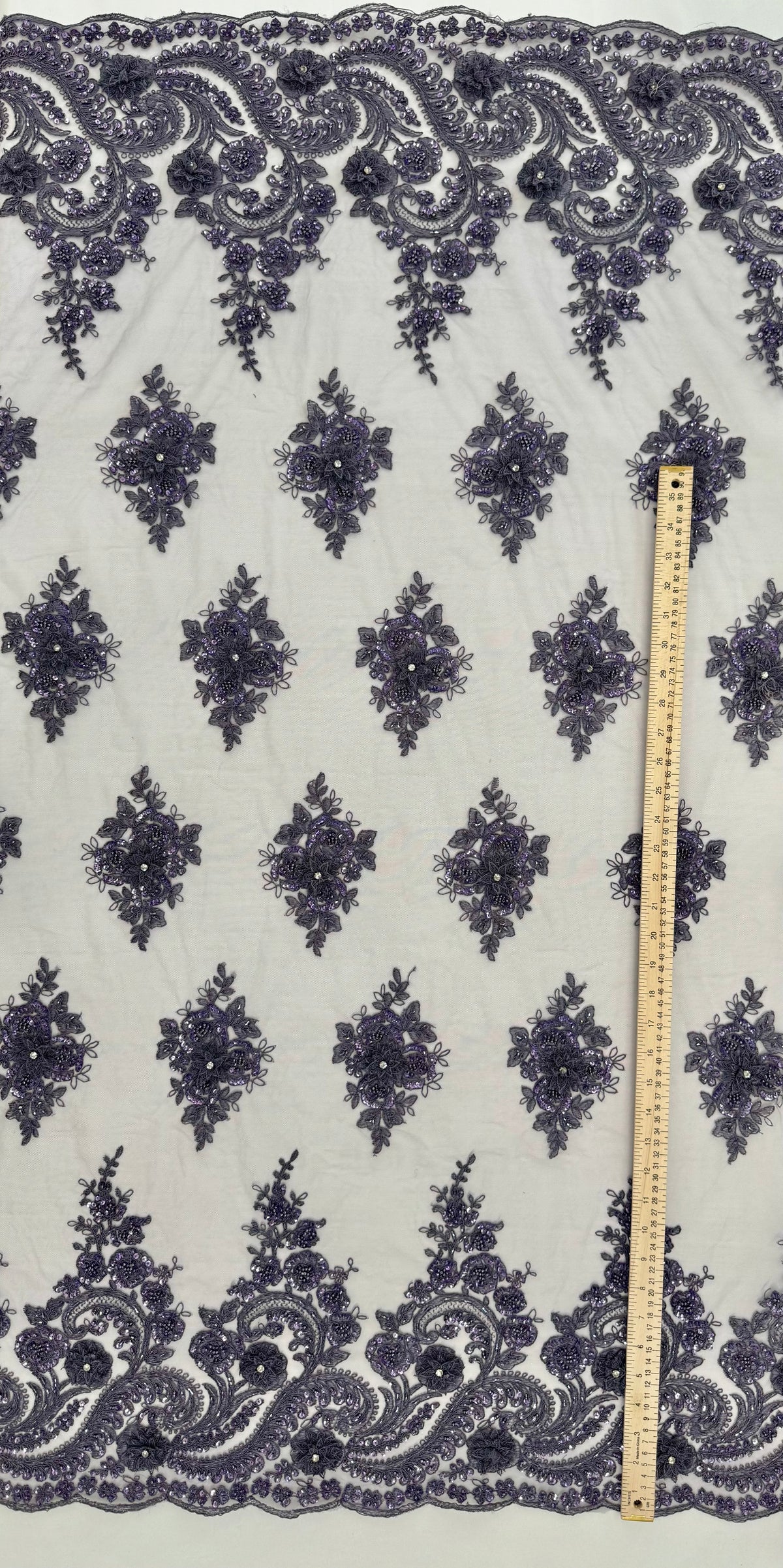 ML170 - 3D Lace Fabric by Yard – 52" Beaded Mesh for Gowns, Tablecloth, Party Decor