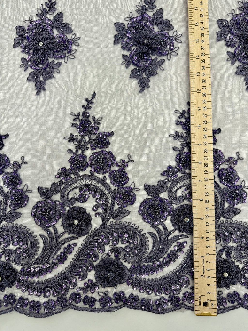 ML170 - 3D Lace Fabric by Yard – 52" Beaded Mesh for Gowns, Tablecloth, Party Decor