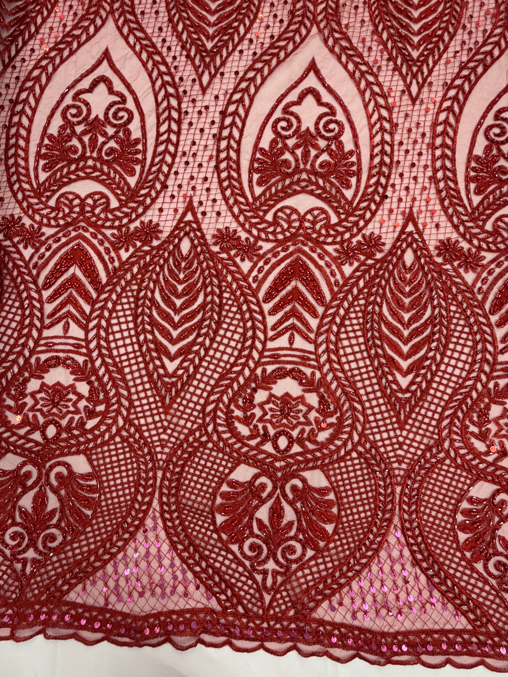 ML202 - Lace Fabric by Yard – 52" Beaded Mesh for Gowns, Tablecloth, Party Decor