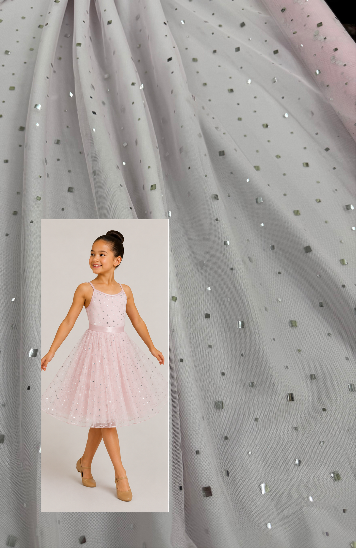 ML188 - Dot Fabric by Yard – 60" Wide Hologram Dot Lace for Dancewear, Gowns, Tablecloth, Party Decor