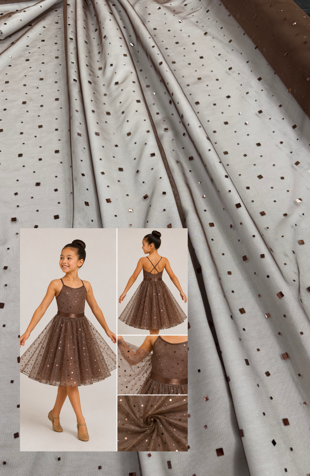 ML188 - Dot Fabric by Yard – 60" Wide Hologram Dot Lace for Dancewear, Gowns, Tablecloth, Party Decor