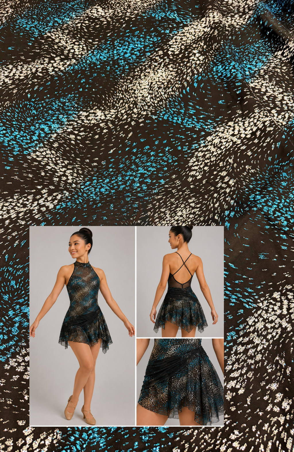 ML183 - Glitter Fabric by Yard – 60" Wide Sparklin Lace for Dancewear, Gowns, Tablecloth, Party Decor