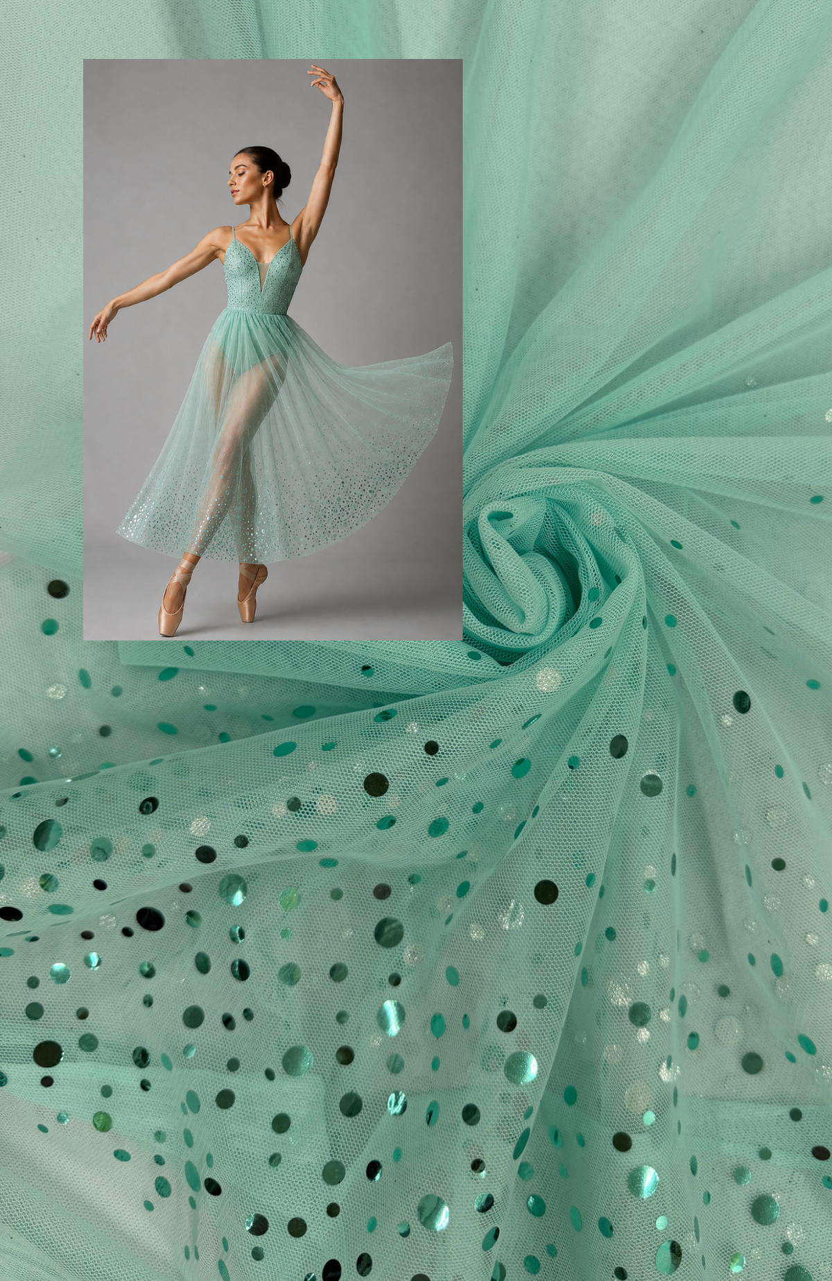 ML187 - Dot Fabric by Yard – 60" Wide Hologram Dot Lace for Dancewear, Gowns, Tablecloth, Party Decor