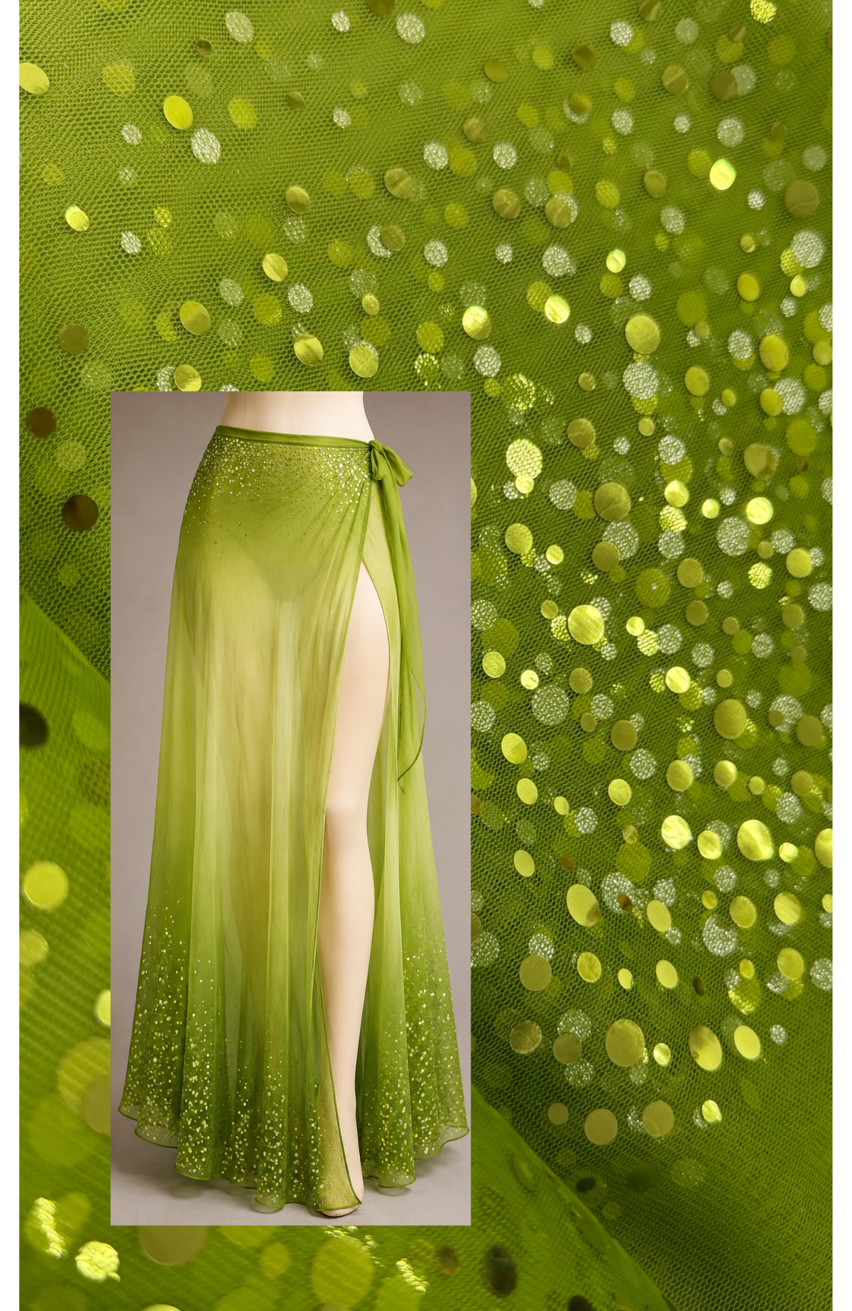 ML186 - Green Omber Dot Fabric by Yard – 60" Wide Hologram Dot Lace for Dancewear, Gowns, Tablecloth, Party Decor (Copy)