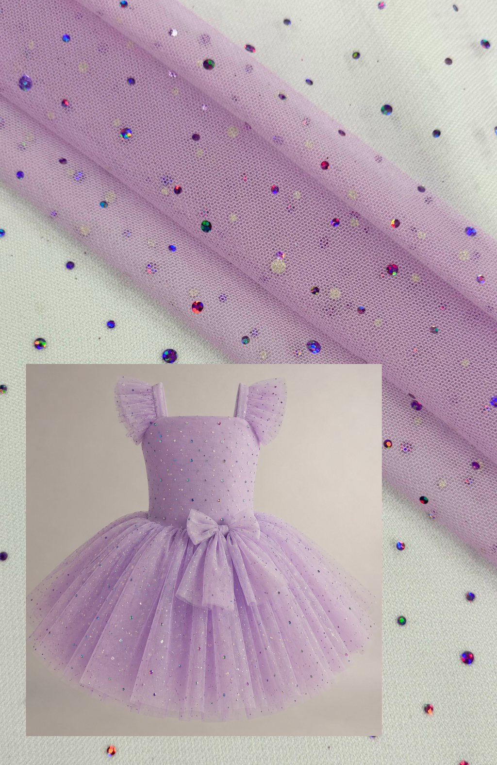ML199 - Sparkly Fabric by Yard – 60" Wide Tulle Lace for Dancewear, Gowns, Tablecloth, Party Decor