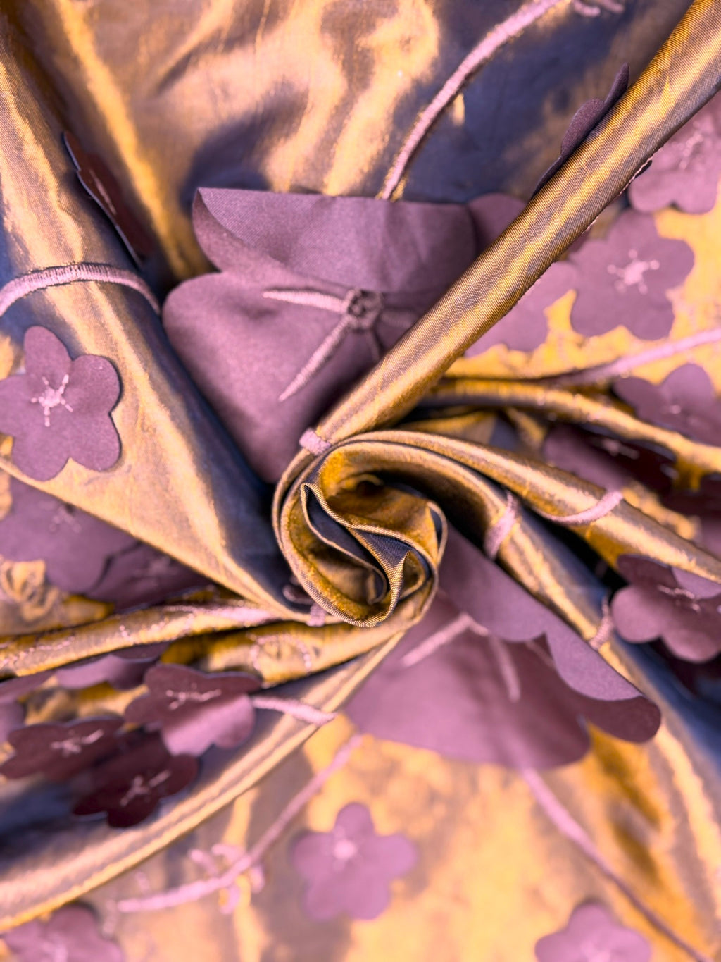 ML169- 3D Taffeta Lace Fabric by Yard – 52" Wide Floral Embroidery Taffeta for Gowns, Tablecloth, Party Decor