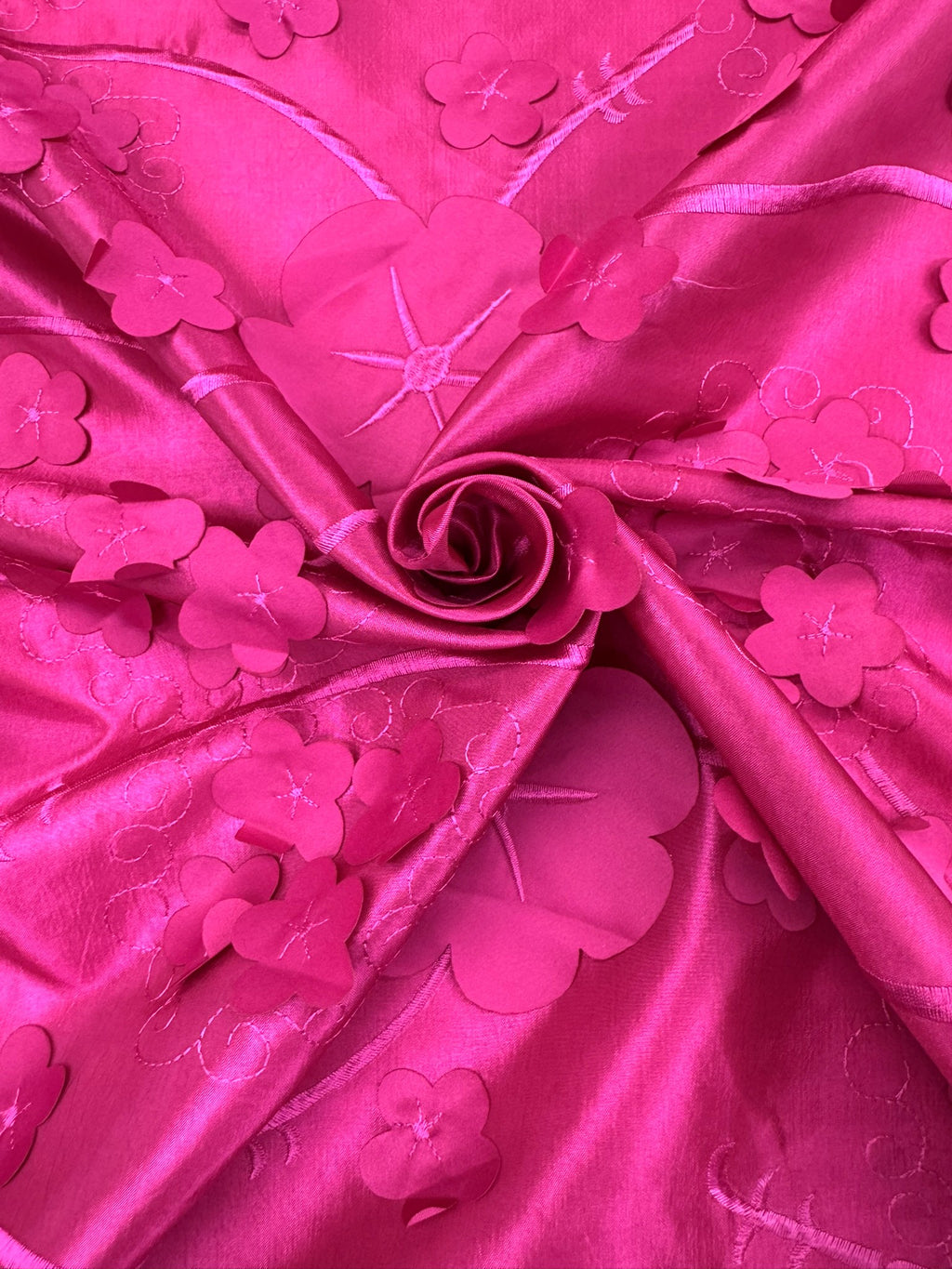 ML169- 3D Taffeta Lace Fabric by Yard – 52" Wide Floral Embroidery Taffeta for Gowns, Tablecloth, Party Decor