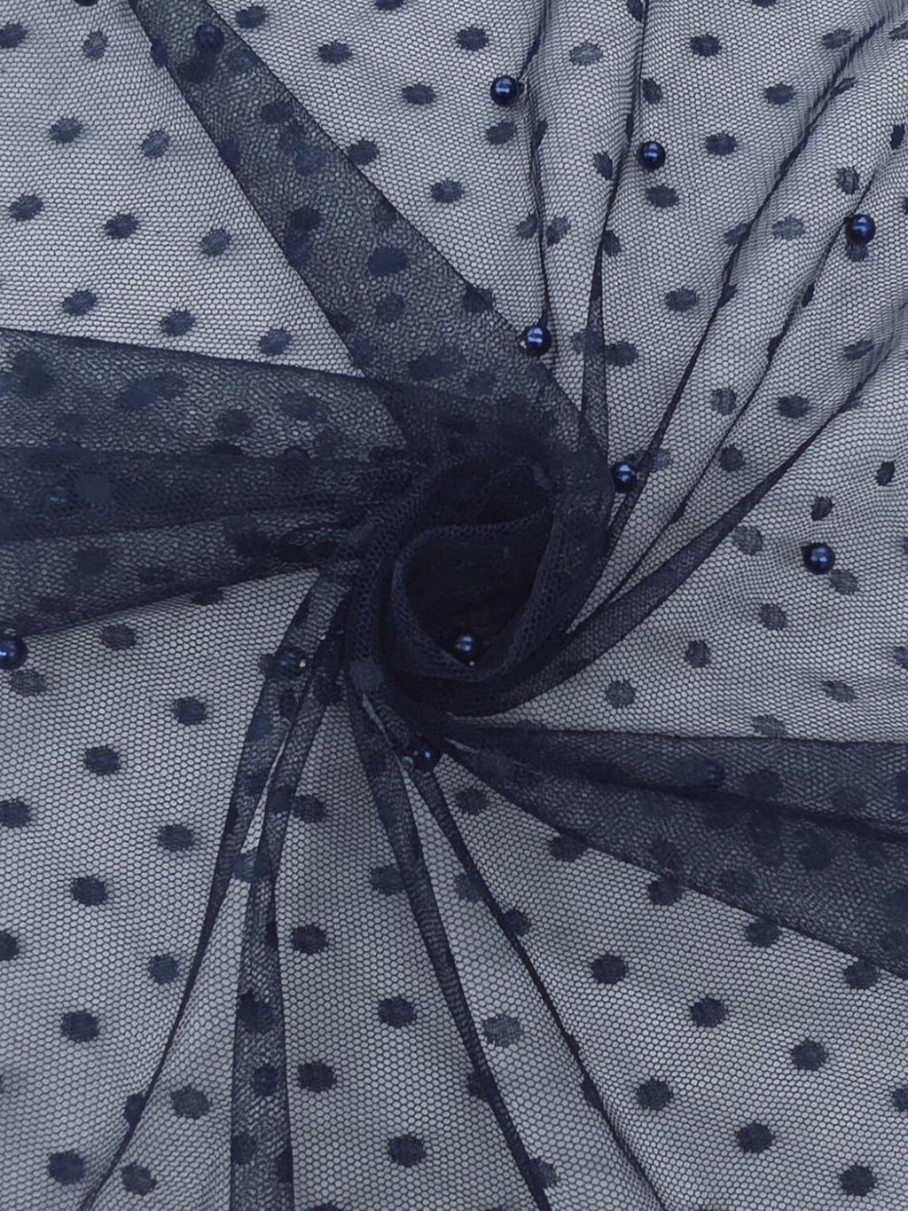 ML178 - Navy Fabric by Yard – 60" Wide Pearl Dot Lace for Dancewear, Gowns, Tablecloth, Party Decor