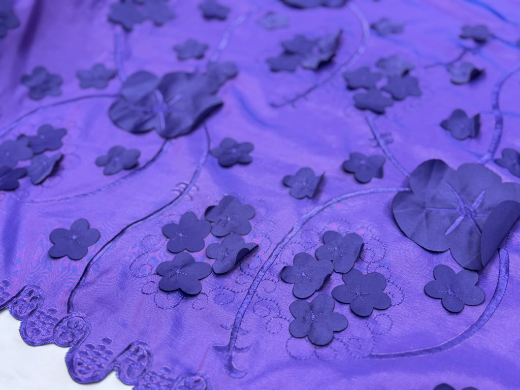 ML169- 3D Taffeta Lace Fabric by Yard – 52" Wide Floral Embroidery Taffeta for Gowns, Tablecloth, Party Decor