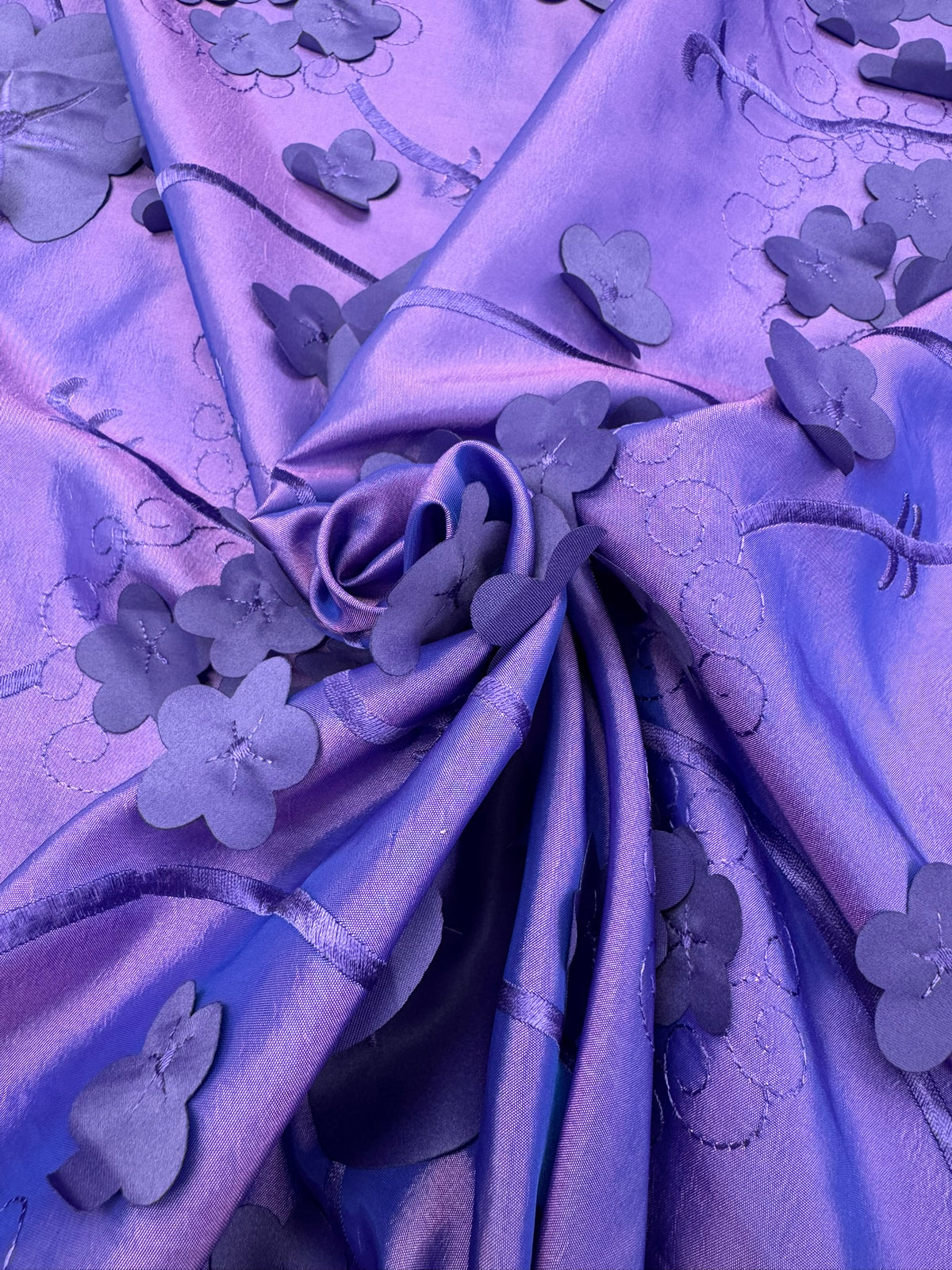 ML169- 3D Taffeta Lace Fabric by Yard – 52" Wide Floral Embroidery Taffeta for Gowns, Tablecloth, Party Decor
