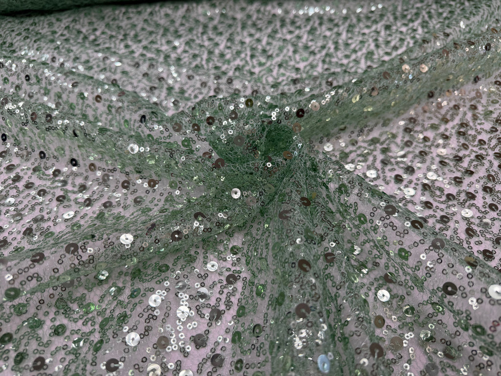 ML154 Sequin Lace Fabric – Allover Sparkle Embroidered Mesh