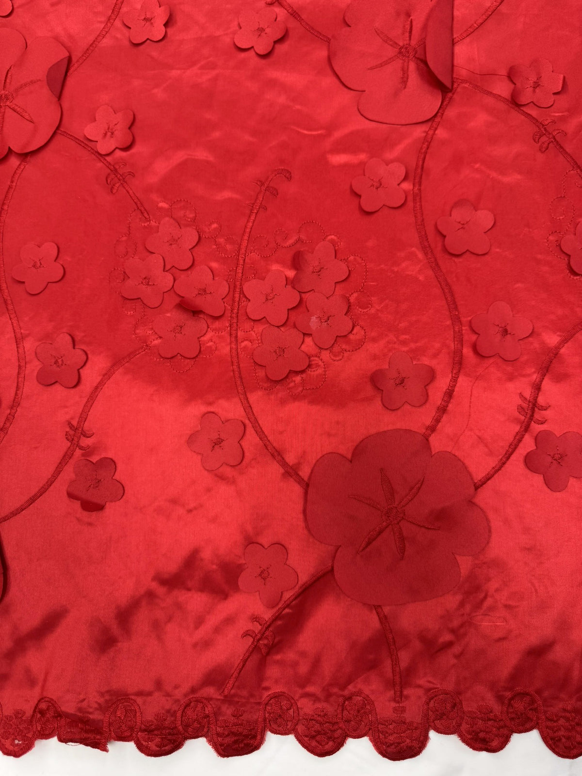 ML169- 3D Taffeta Lace Fabric by Yard – 52" Wide Floral Embroidery Taffeta for Gowns, Tablecloth, Party Decor