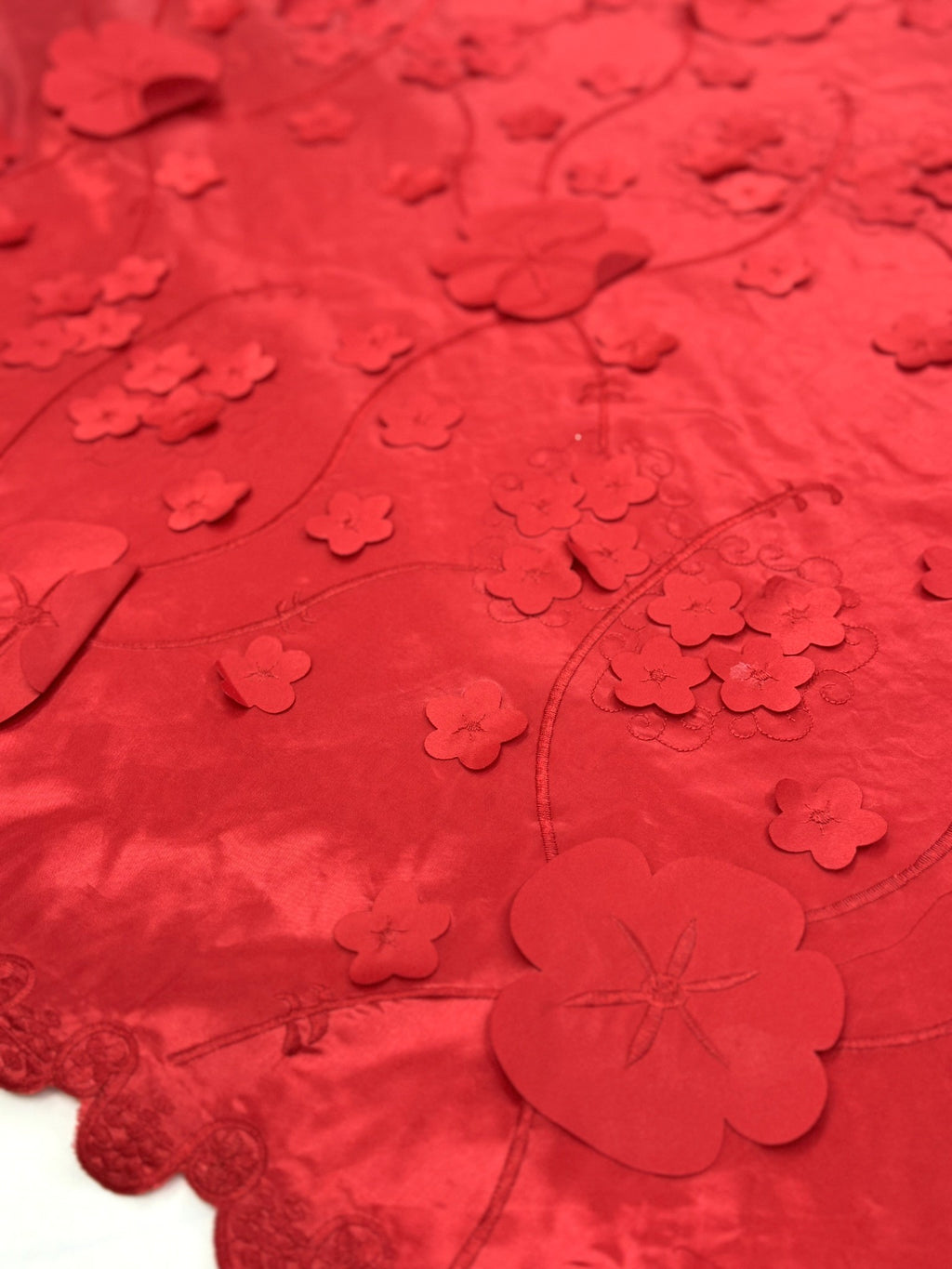 ML169- 3D Taffeta Lace Fabric by Yard – 52" Wide Floral Embroidery Taffeta for Gowns, Tablecloth, Party Decor