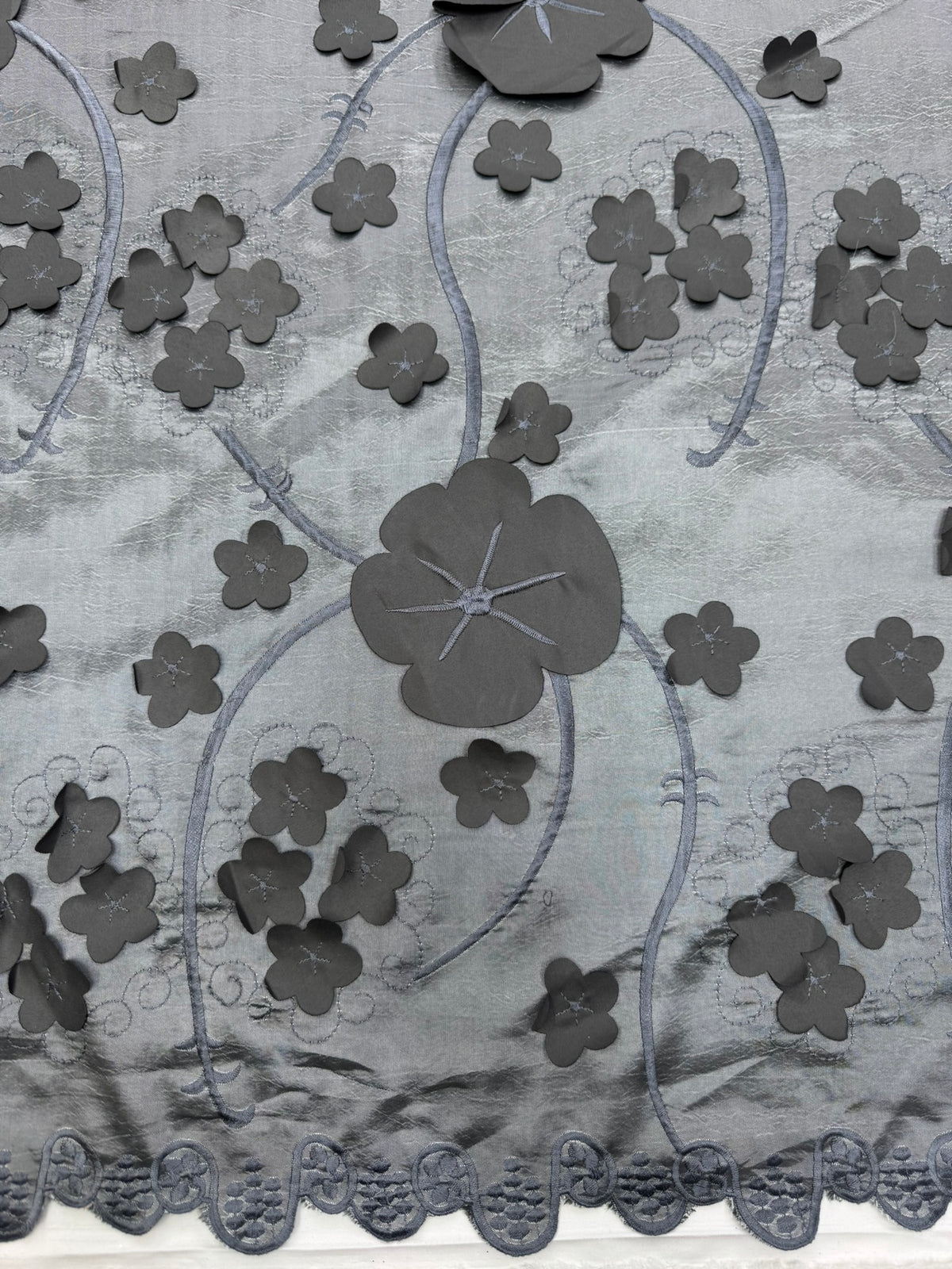 ML169- 3D Taffeta Lace Fabric by Yard – 52" Wide Floral Embroidery Taffeta for Gowns, Tablecloth, Party Decor