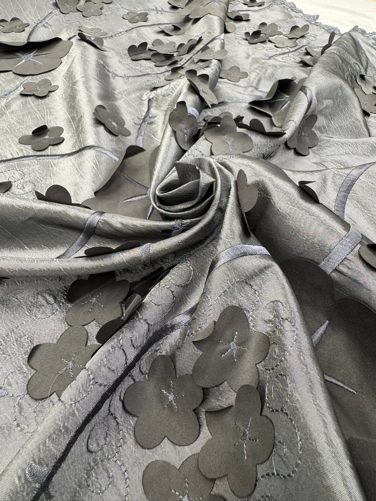 ML169- 3D Taffeta Lace Fabric by Yard – 52" Wide Floral Embroidery Taffeta for Gowns, Tablecloth, Party Decor